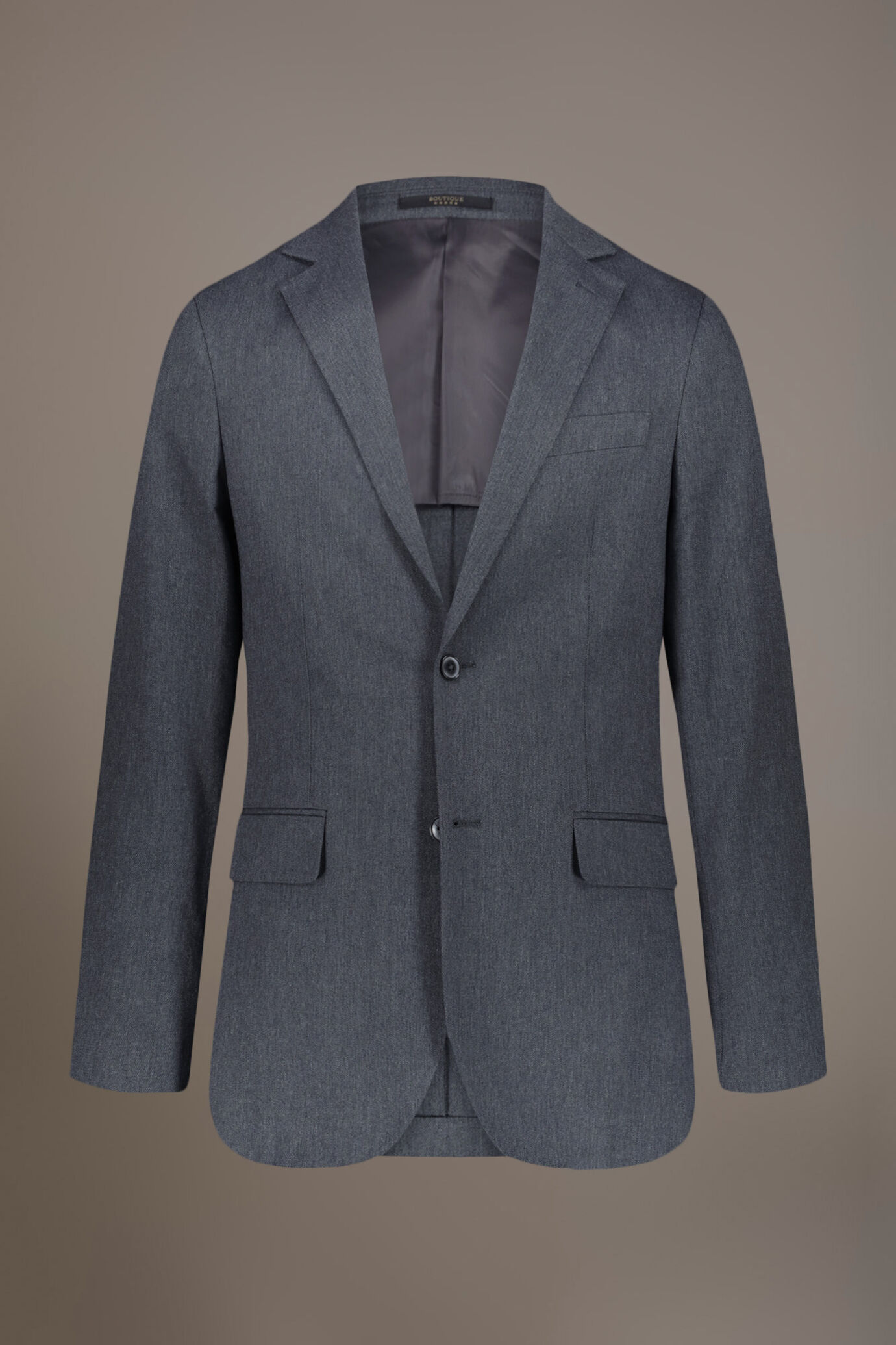 Single-breasted cotton stretch solid color fabric suit image number 5