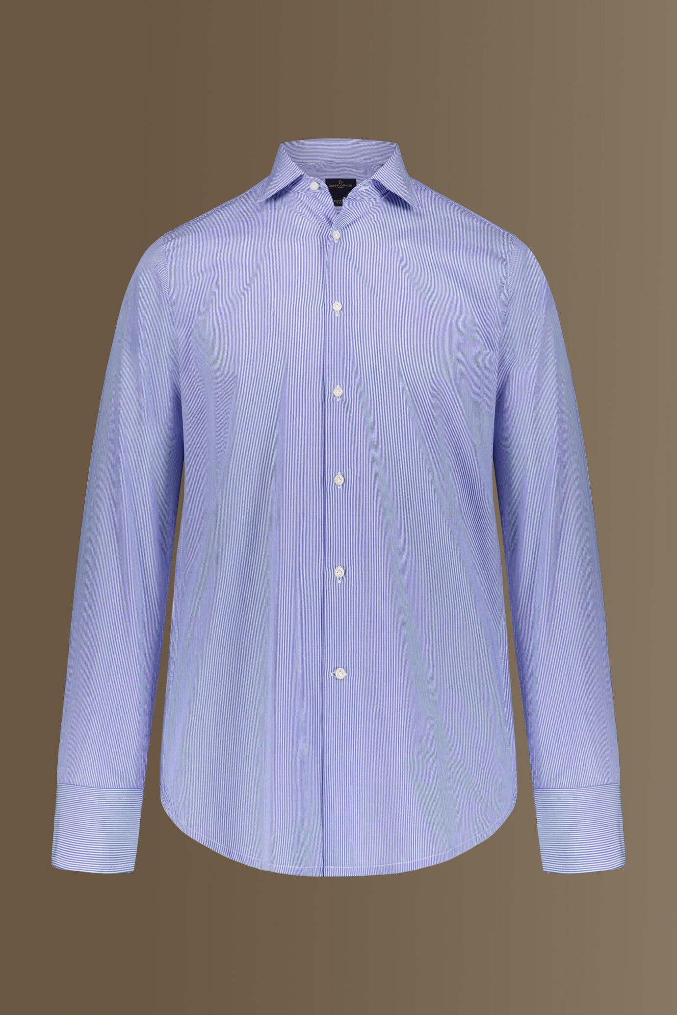 Camicia classica uomo collo francese 100% cotone tinto filo riga stretta image number 4