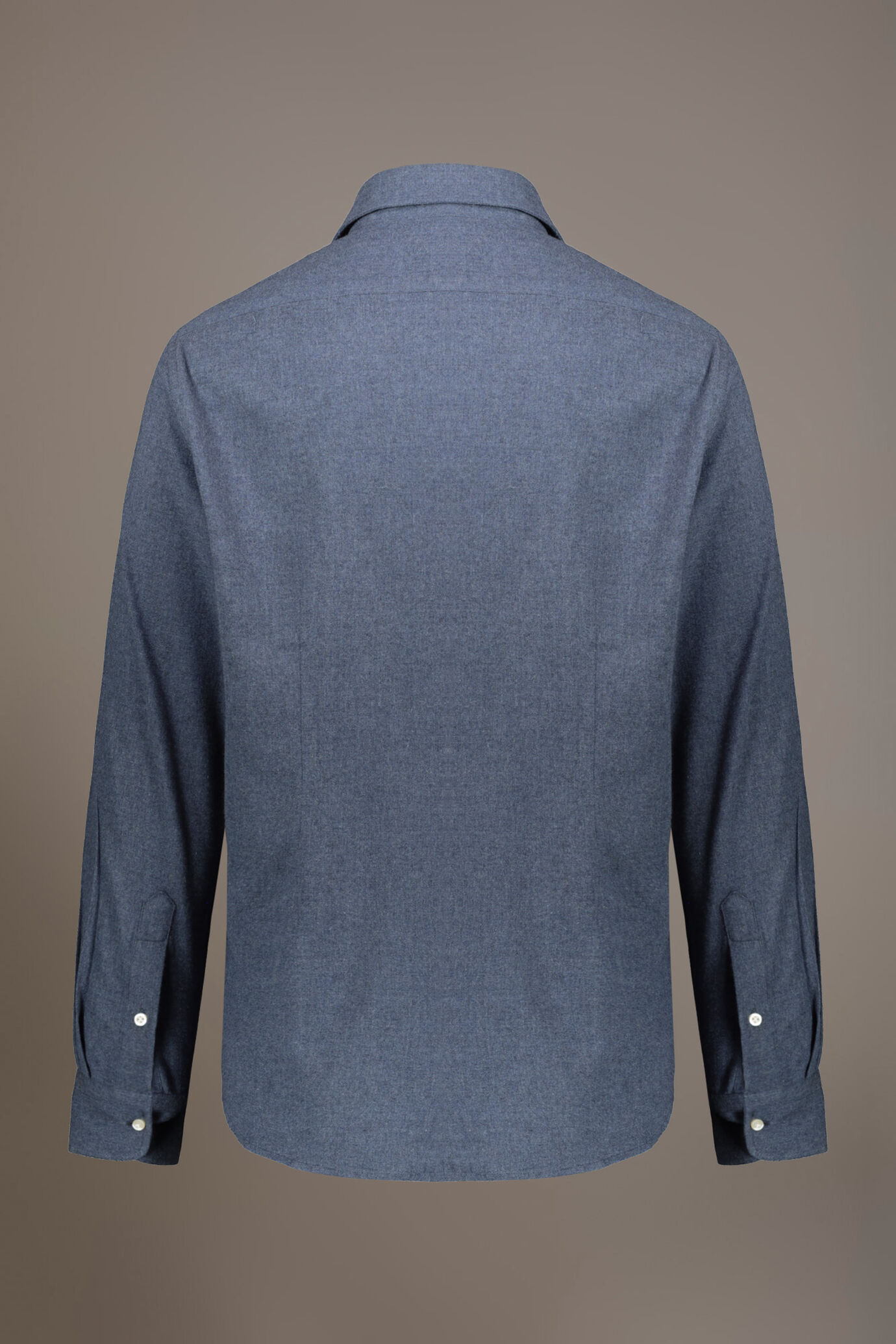 Camicia casual collo francese comfort fit tessuto in flanella tinta unita image number 4