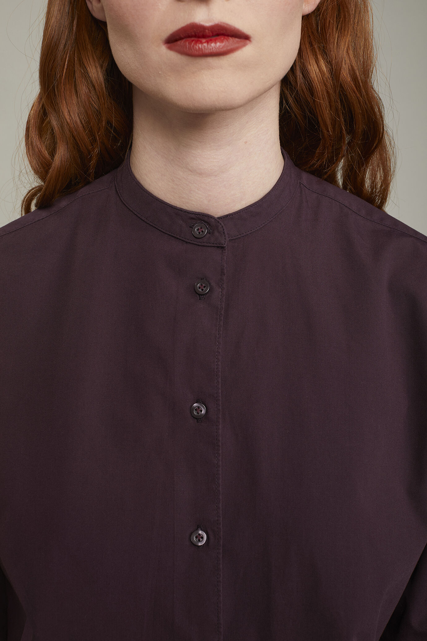 Camicia donna con collo coreano 100% cotone image number 3