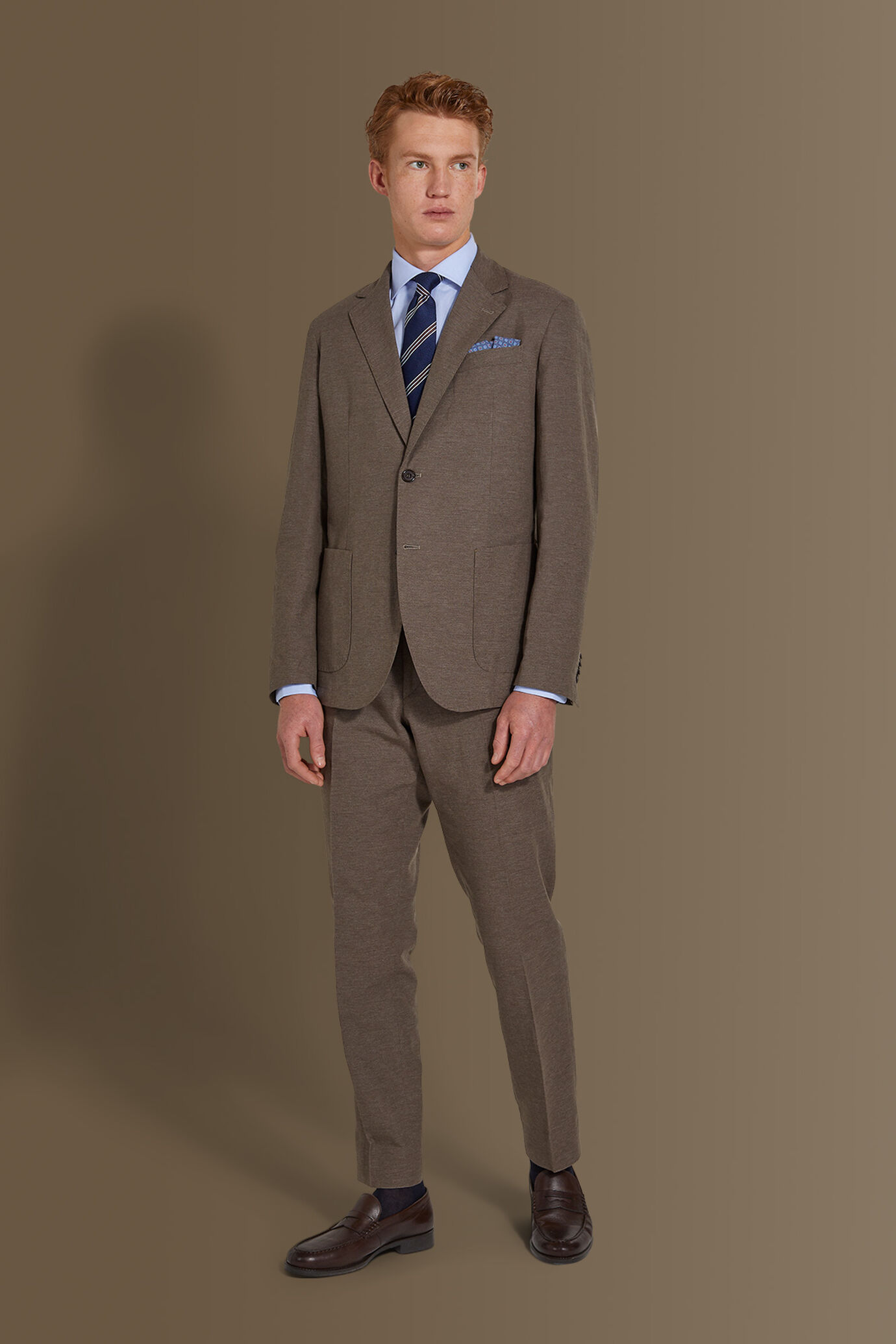 Single breasted suit flat trousers 100% linen made in italy image number 1