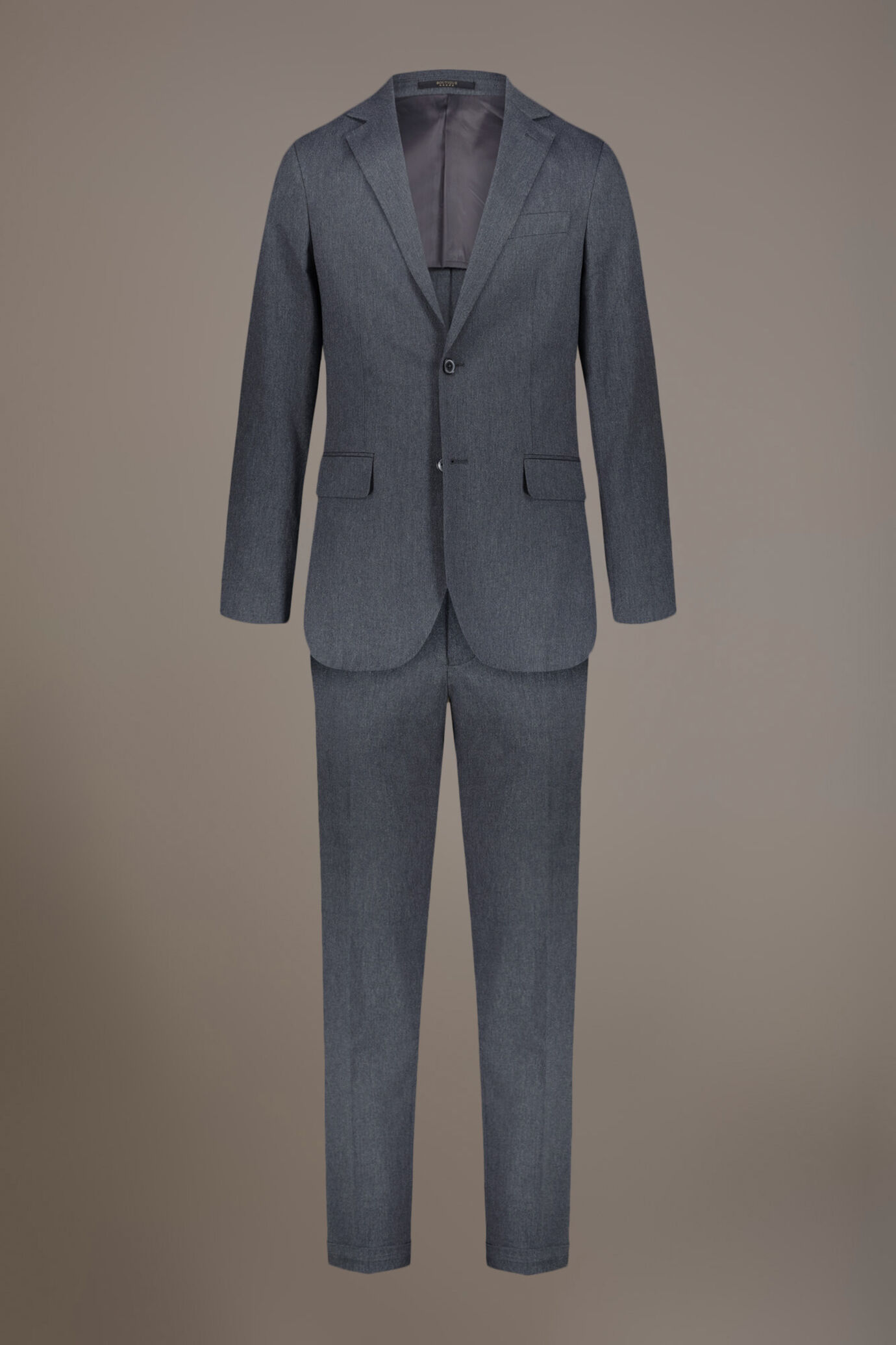 Single-breasted cotton stretch solid color fabric suit image number 9