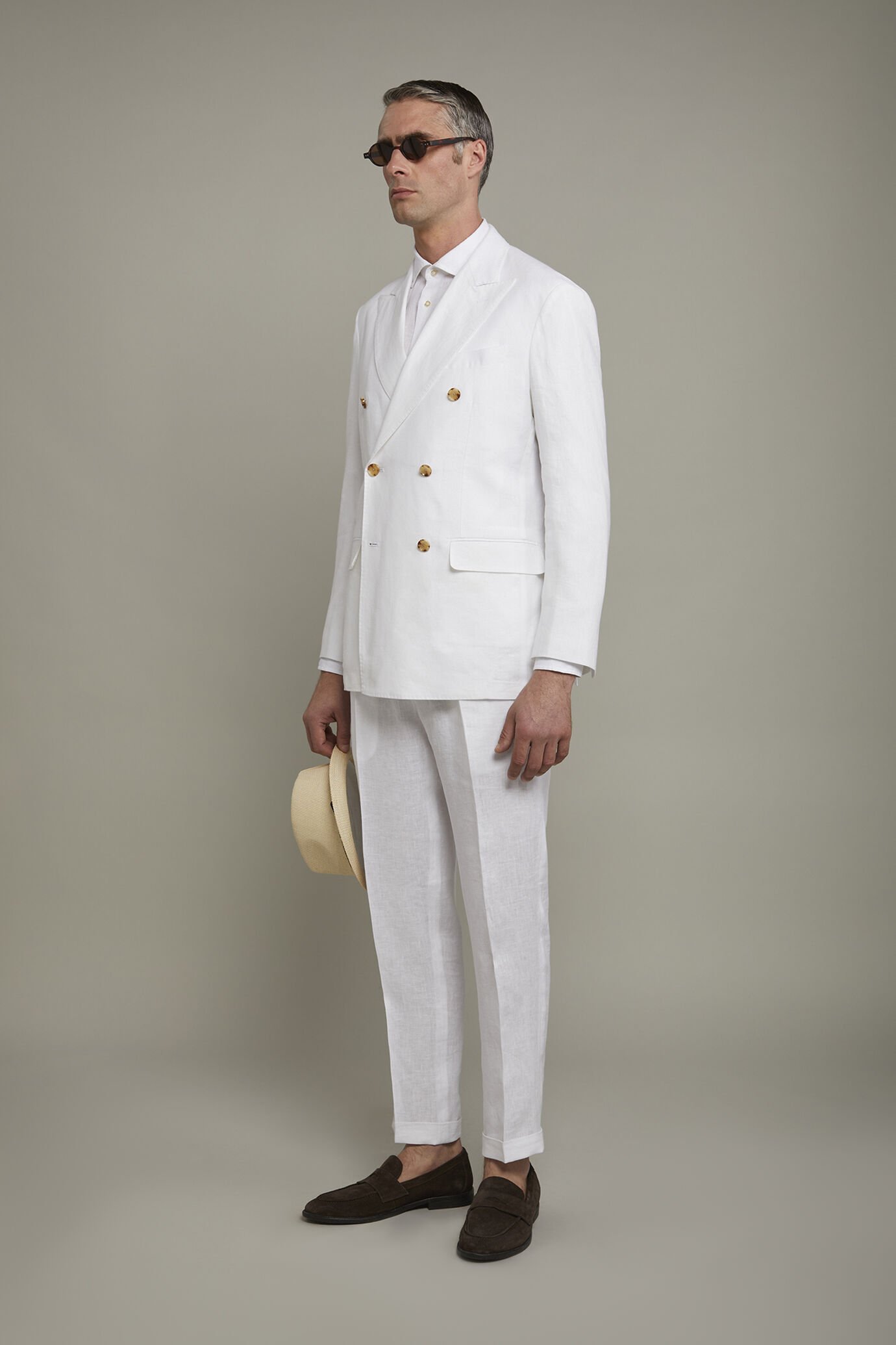 Costume homme à double boutonnage 100 % lin coupe régulière image number 1
