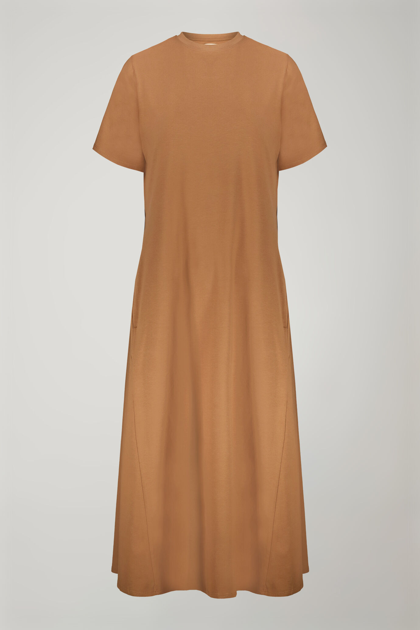 Women’s round neck midi dress with short sleeve in stretch cotton jersey regular fit image number 4