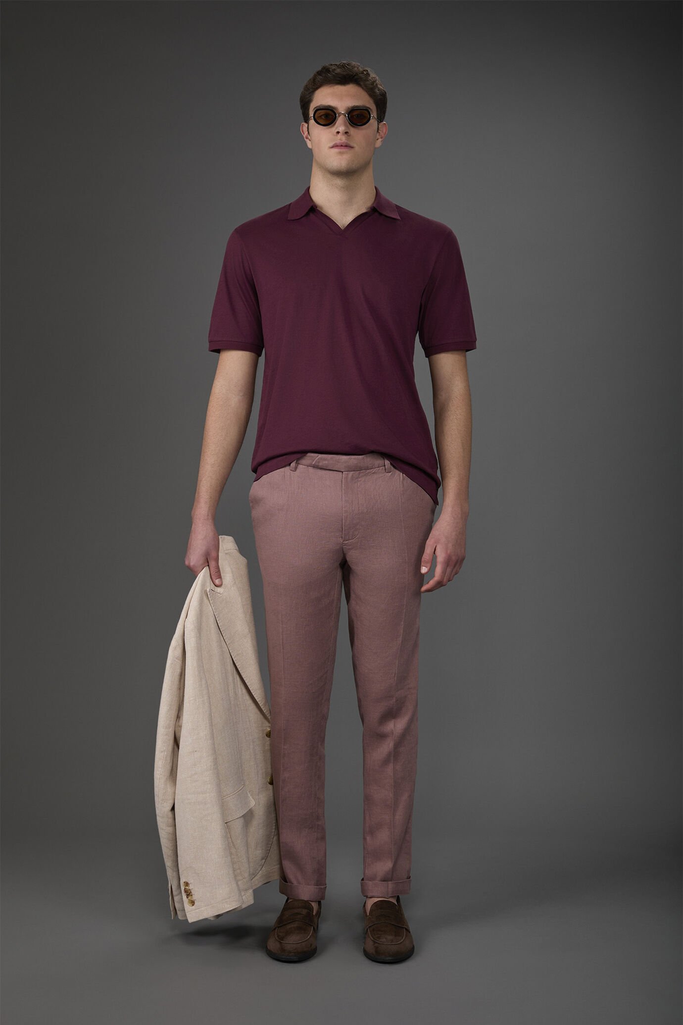 Polo uomo manica corta in 100% cotone organico con collo derby