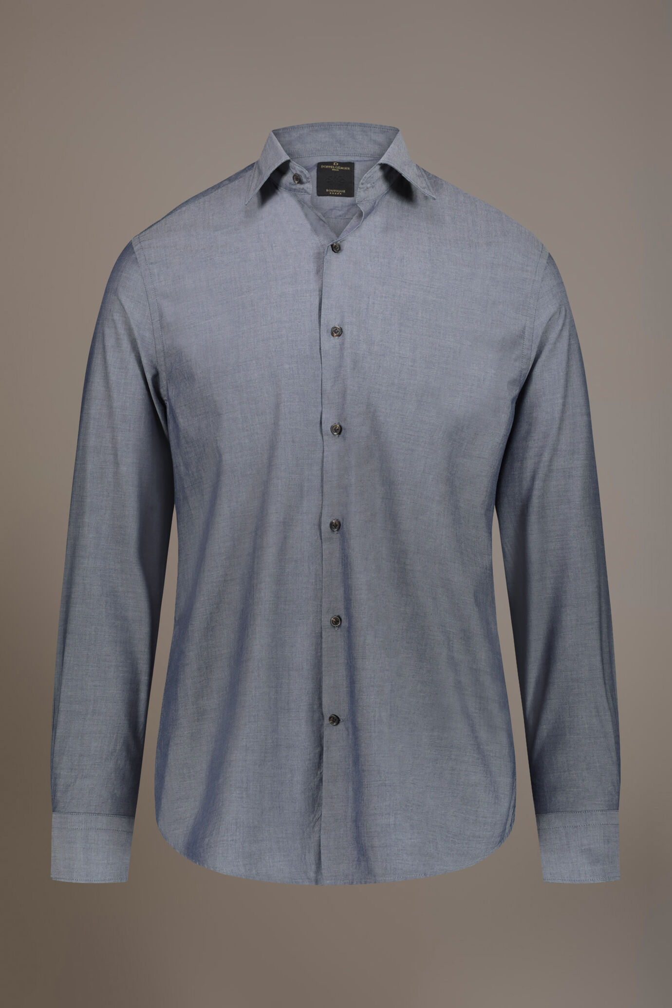 Camicia casual collo francese comfort fit tessuto chambray image number 3