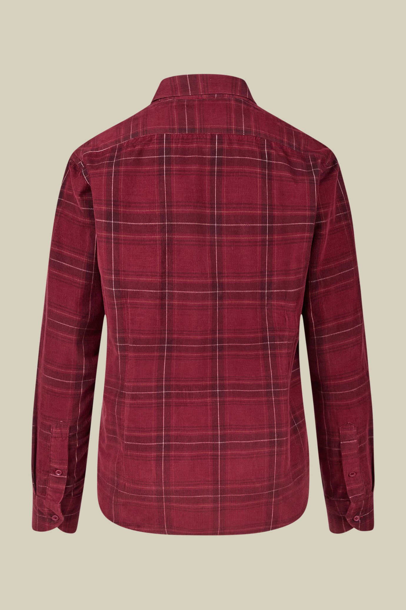 Men's comfort fit casual shirt with a classic collar in 100% cotton 21-wale corduroy, finished with a checked print image number 5