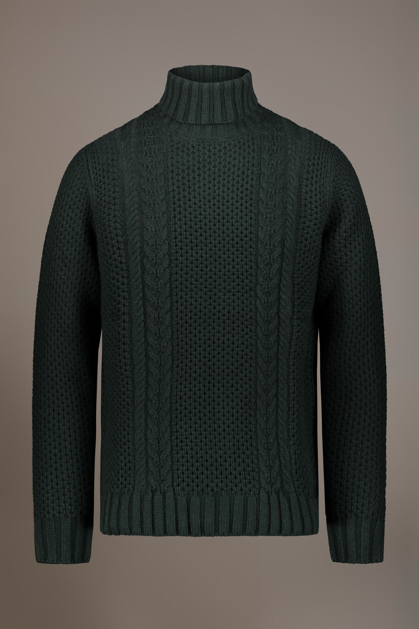Wool blend turtleneck sweater with honeycomb heavy knitting image number 4