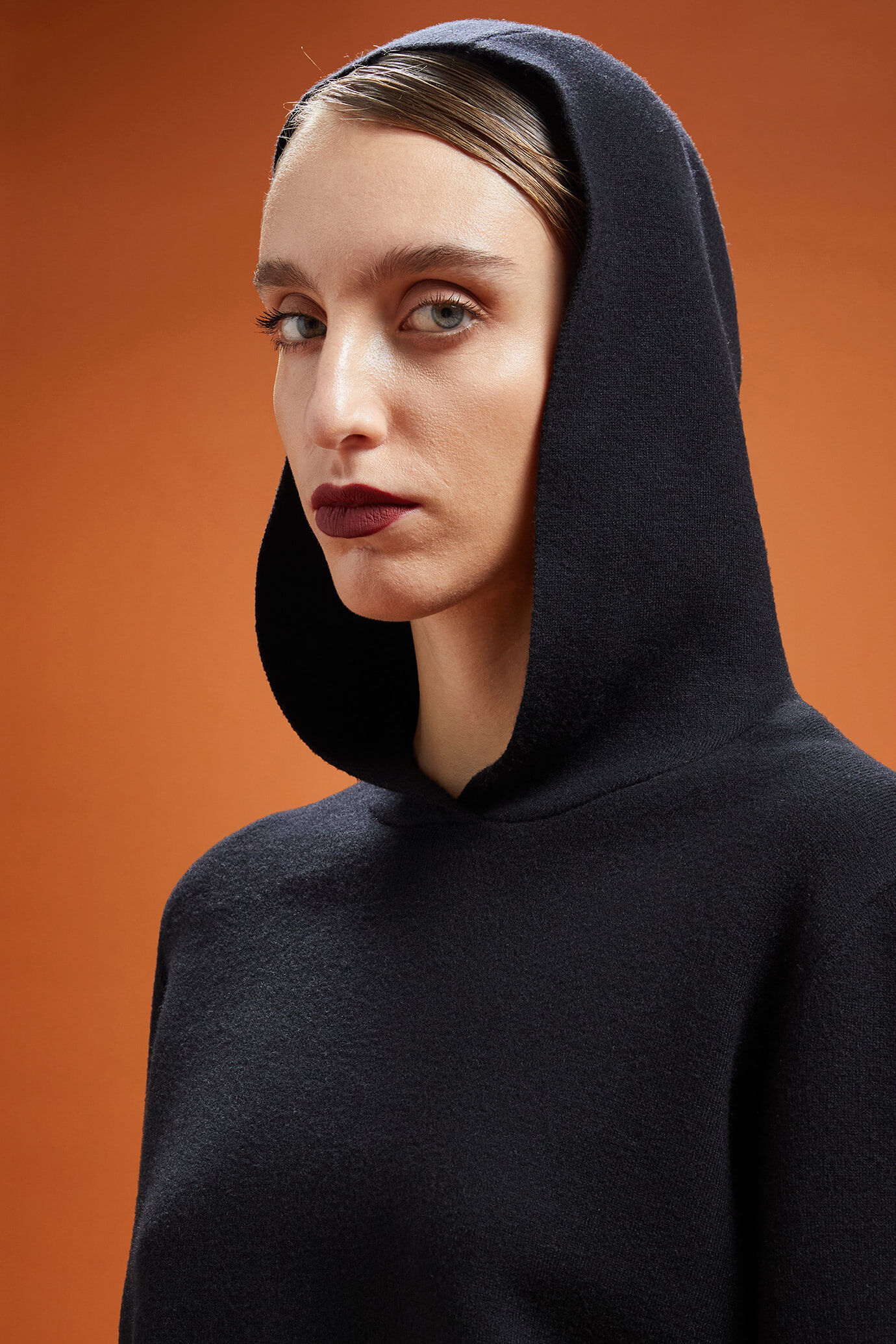Einfarbiger Damen-Kapuzenpullover mit gesticktem Logo in normaler Passform image number 3