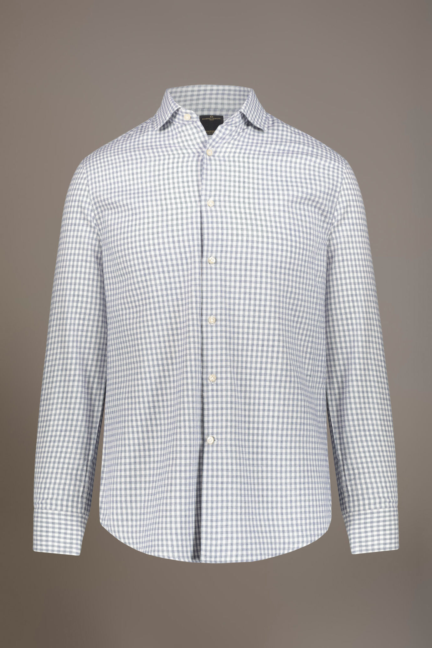 Camicia casual collo francese comfort fit tessuto in flanella vichy image number 5