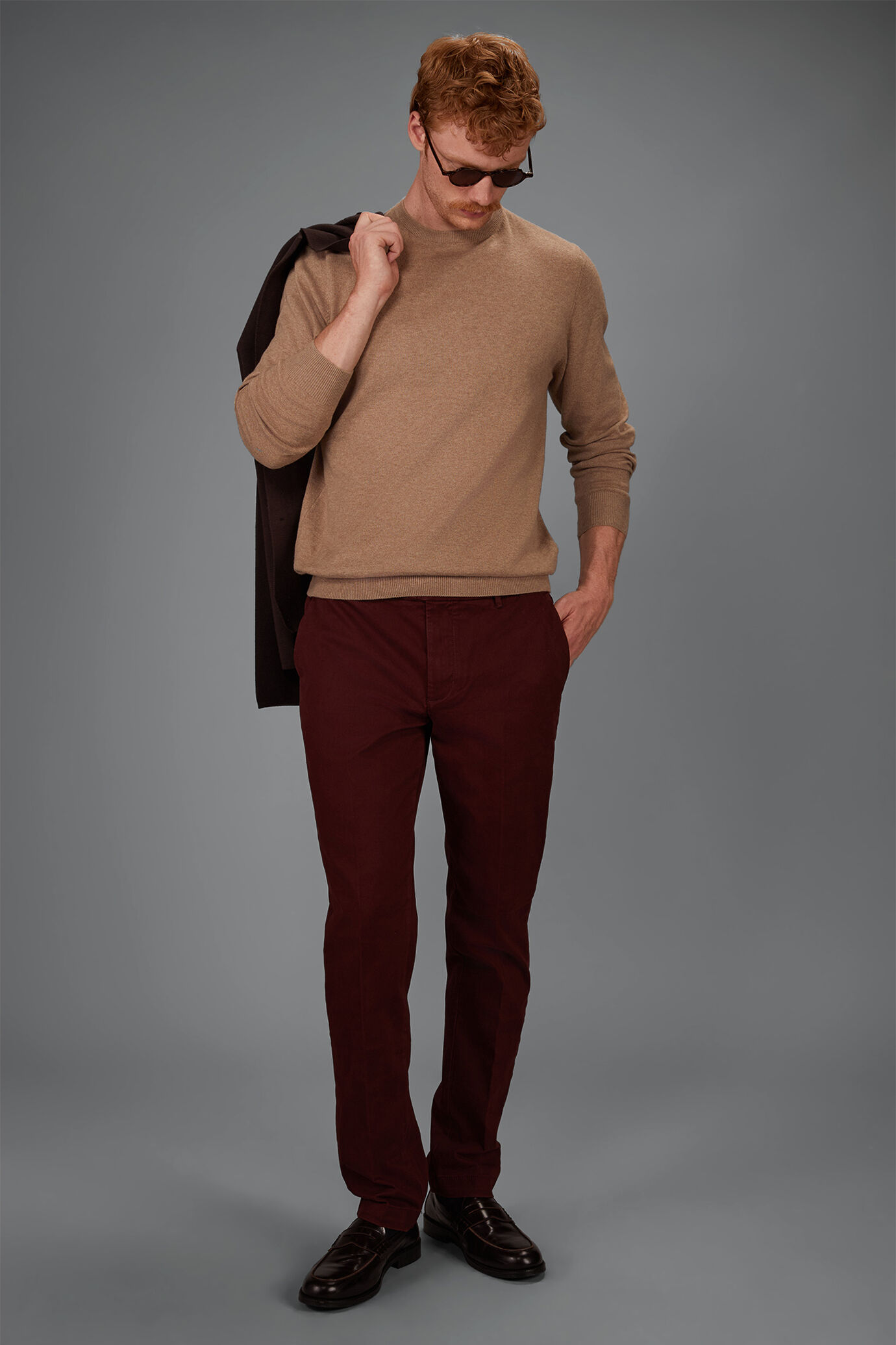 Maglia uomo girocollo lana e cotone regular fit image number 0