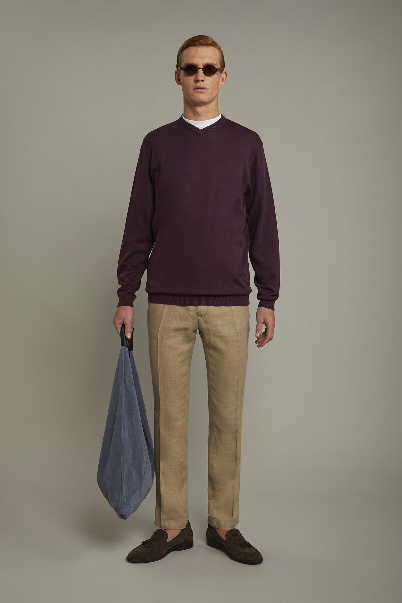 Men's v neck sweater 100% cotton regular fit image number 0