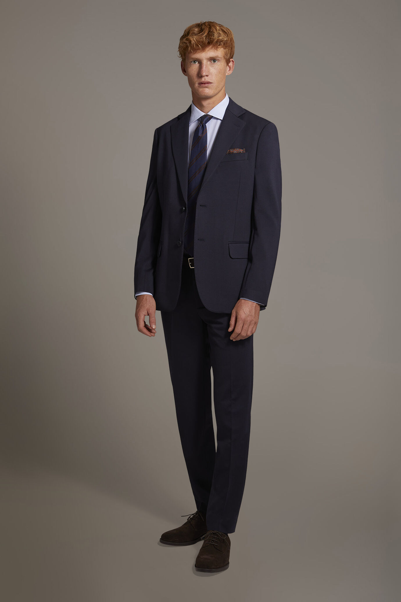 Pantalone uomo in jersey regular fit senza pinces piega classica blue navy image number 1