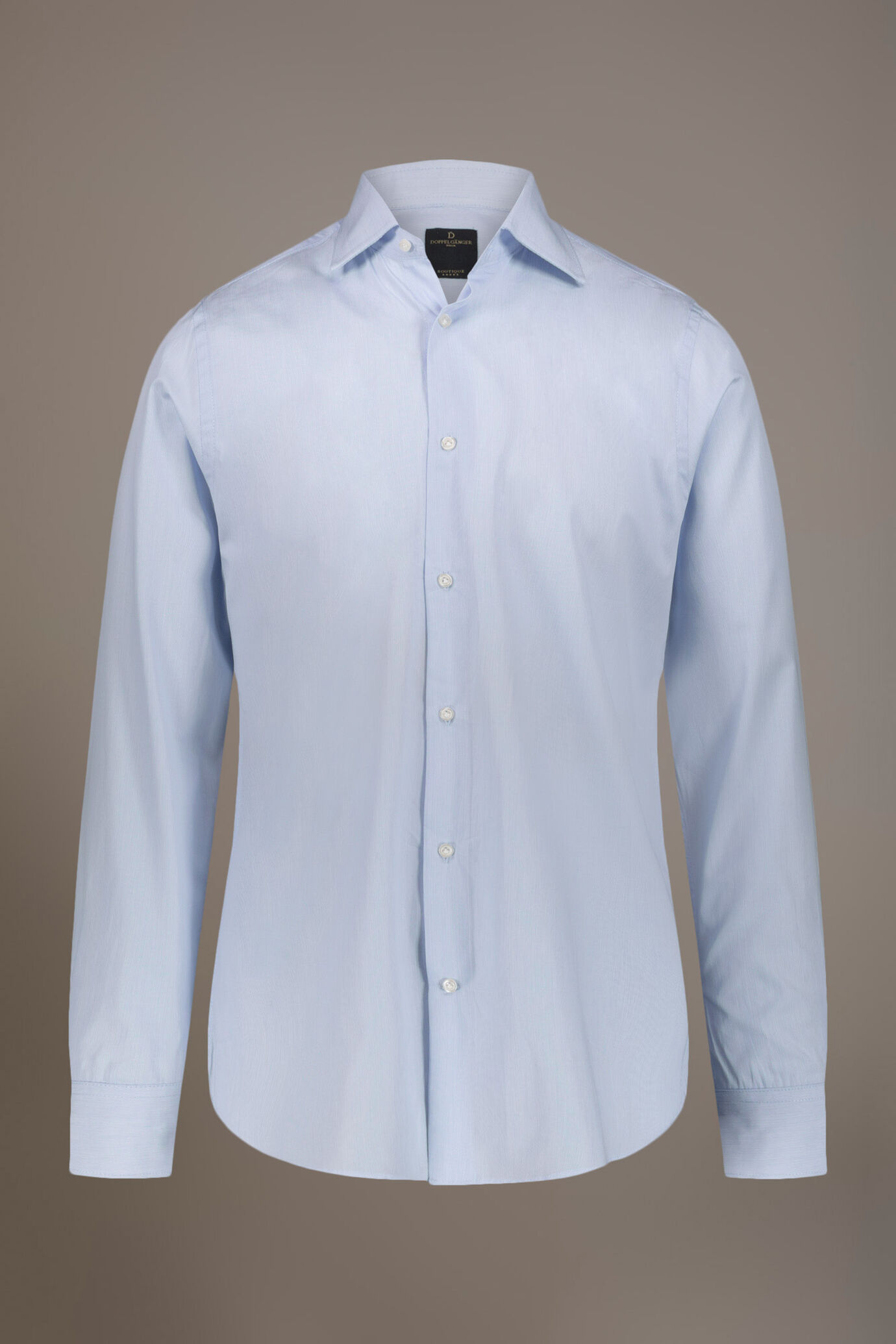 Camicia classica collo francese slim fit tinto filo rigato image number 3