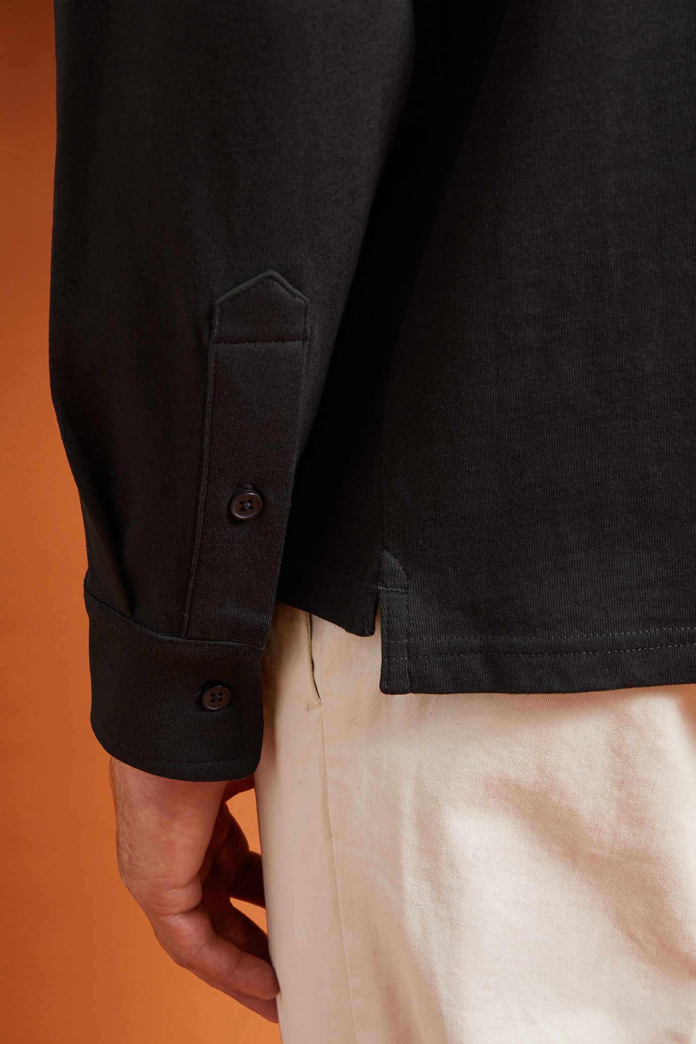 Polo-chemise pour homme à manches longues et col classique, 100% coton, coupe classique image number 2