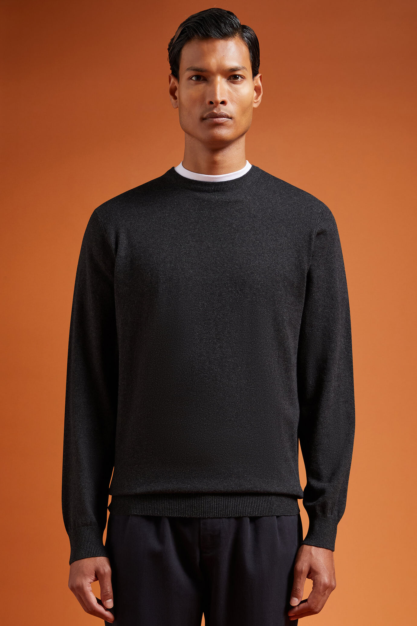 Men's regular fit crew neck jumper in wool and cotton | Doppelganger ...