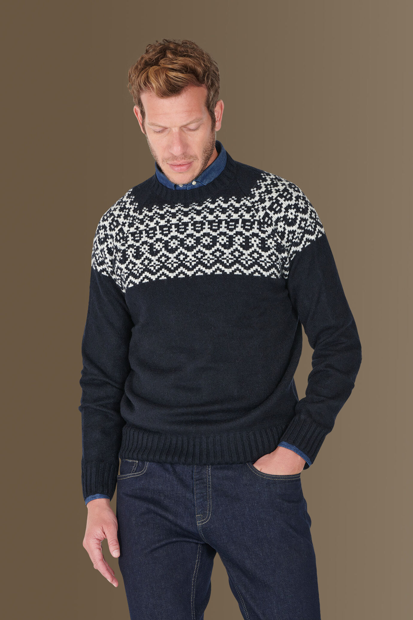 Maglia girocollo con costa inglese image number 0