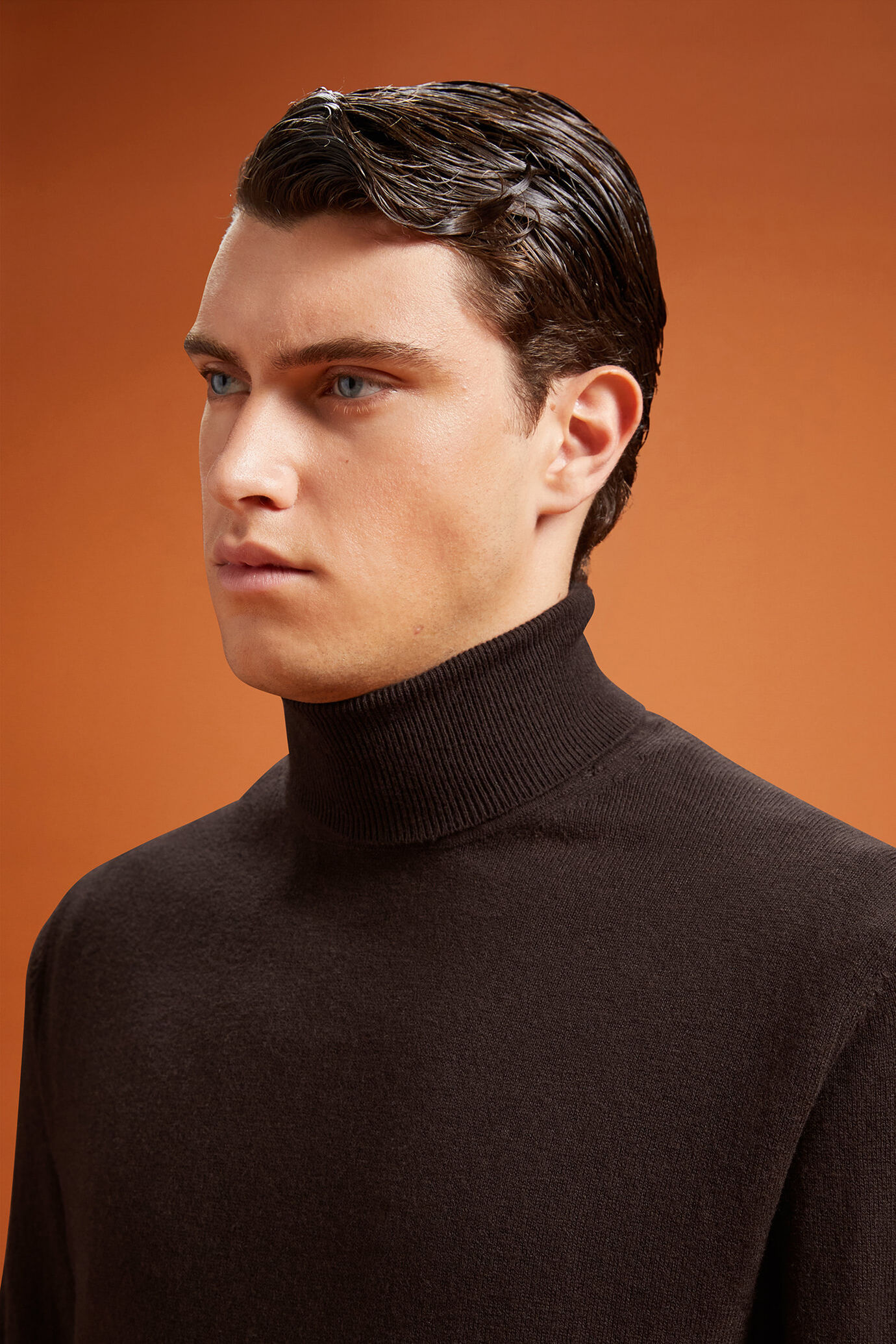 Pull homme à col montant, en laine et coton, coupe classique image number 3