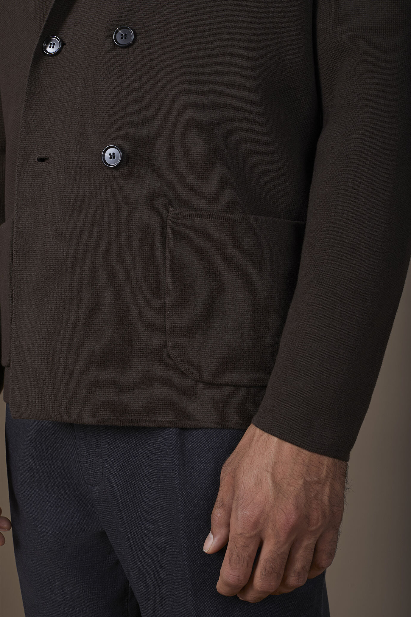 Cardigan uomo doppiopetto punto milano 100% cotone jersey regular fit image number 3