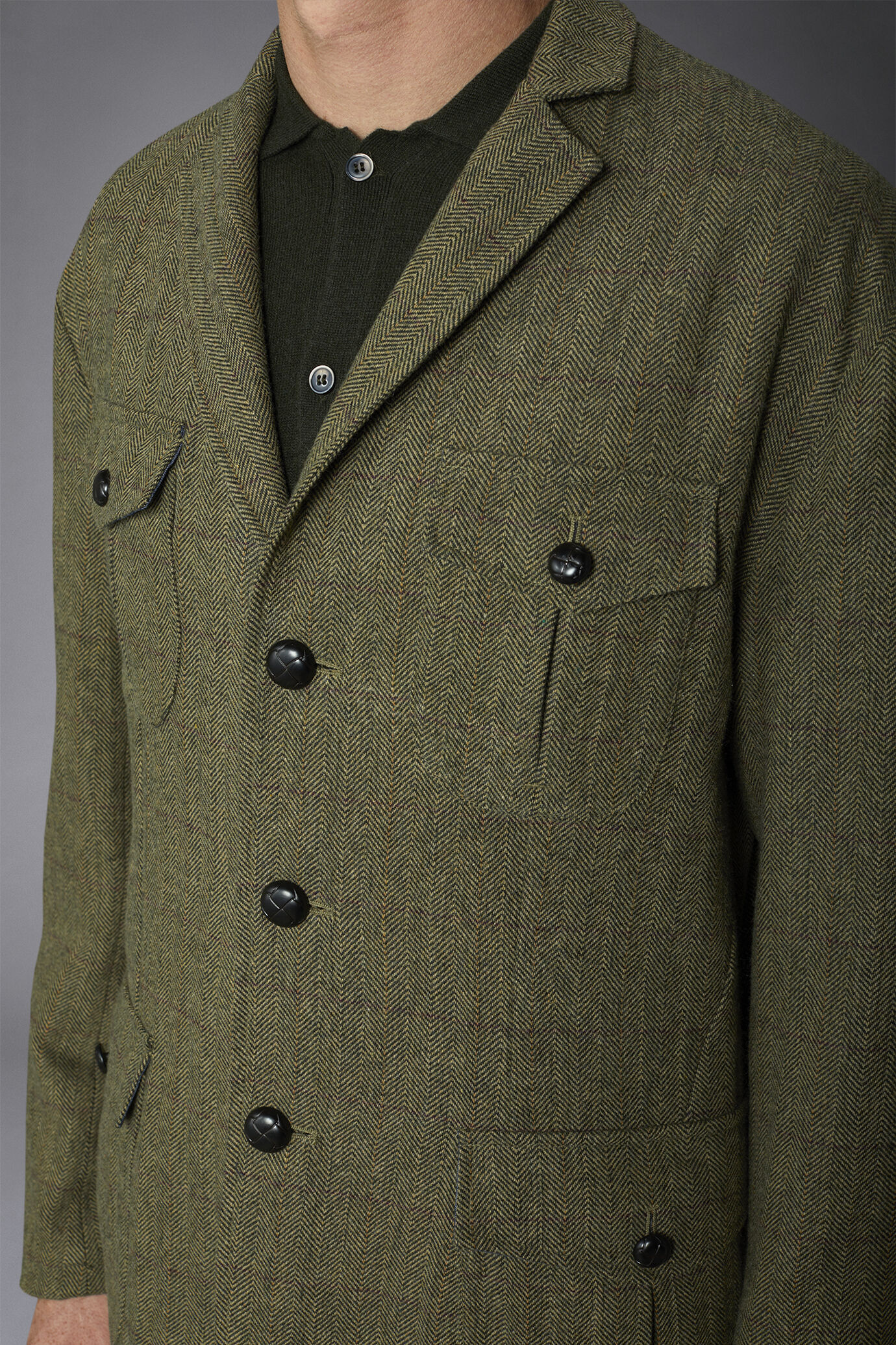 Genderless wool blend field jacket with herringbone pattern regular fit image number 5