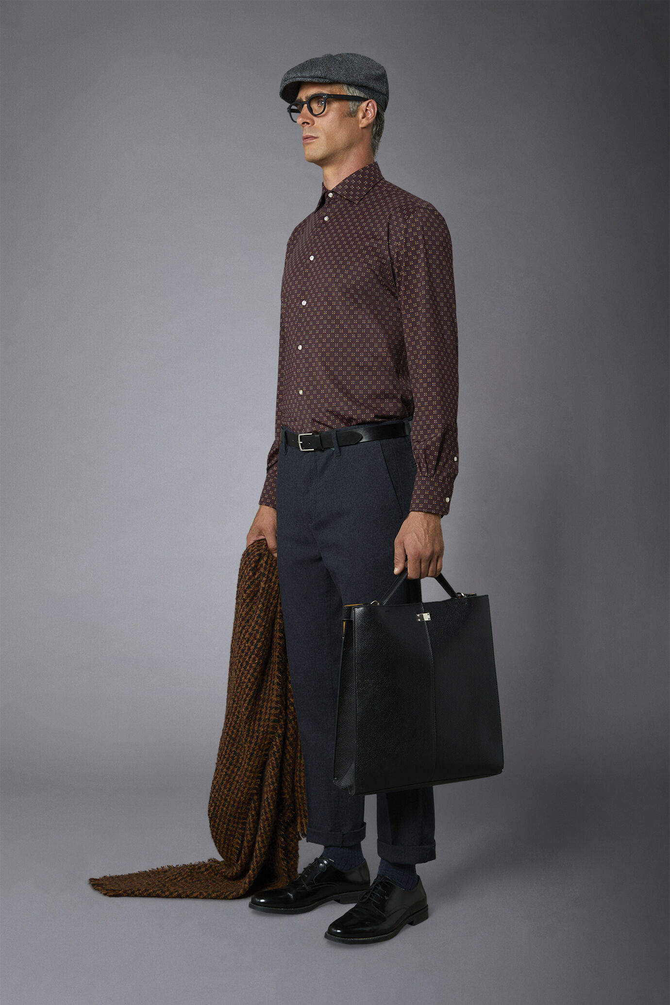 Camicia classica genderless tecnica comfort fit tessuto fantasia image number 1