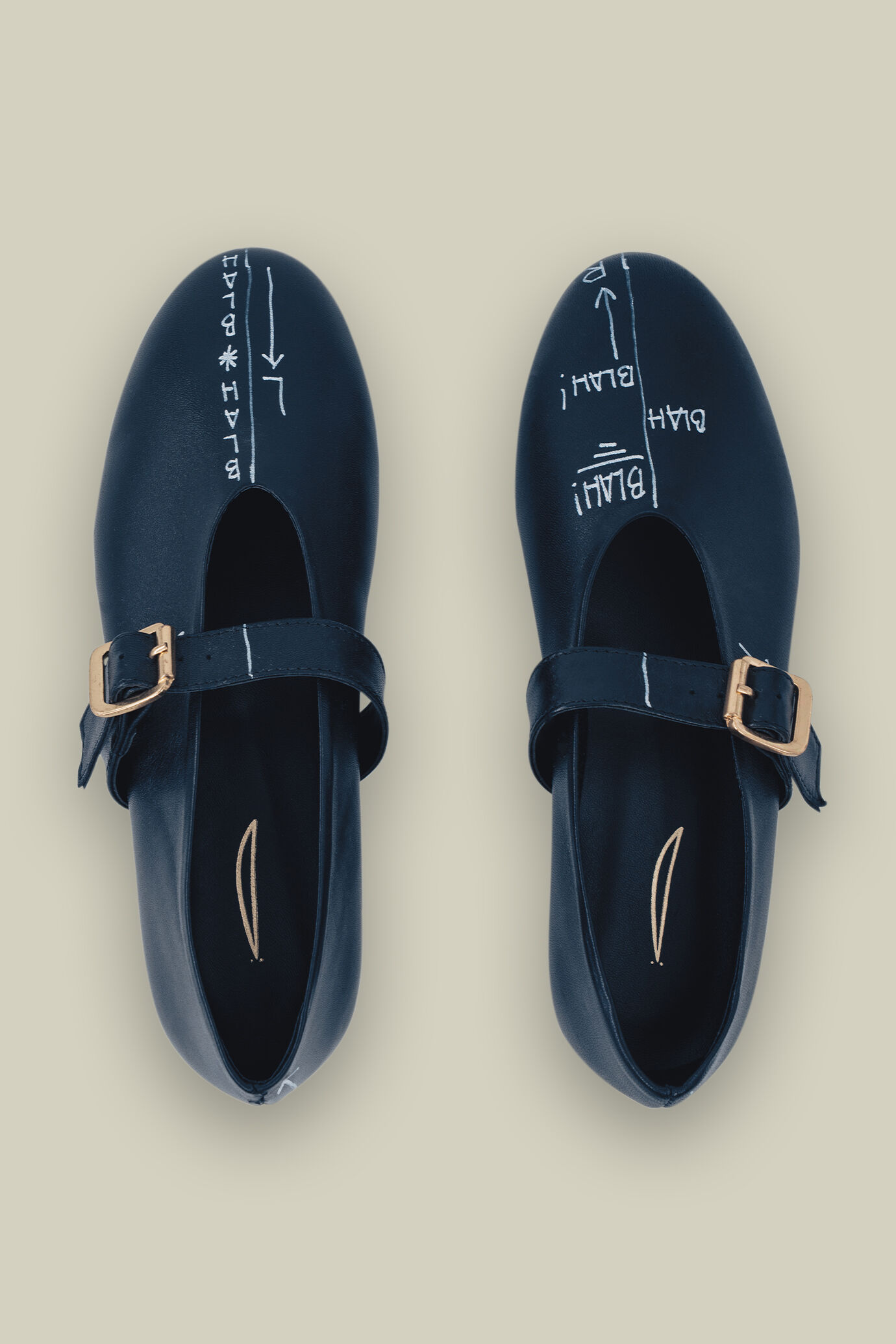 Damen-Ballerinas 100 % Leder handbemalt "Imperfection&rdquo; Limitierte Edition image number 3