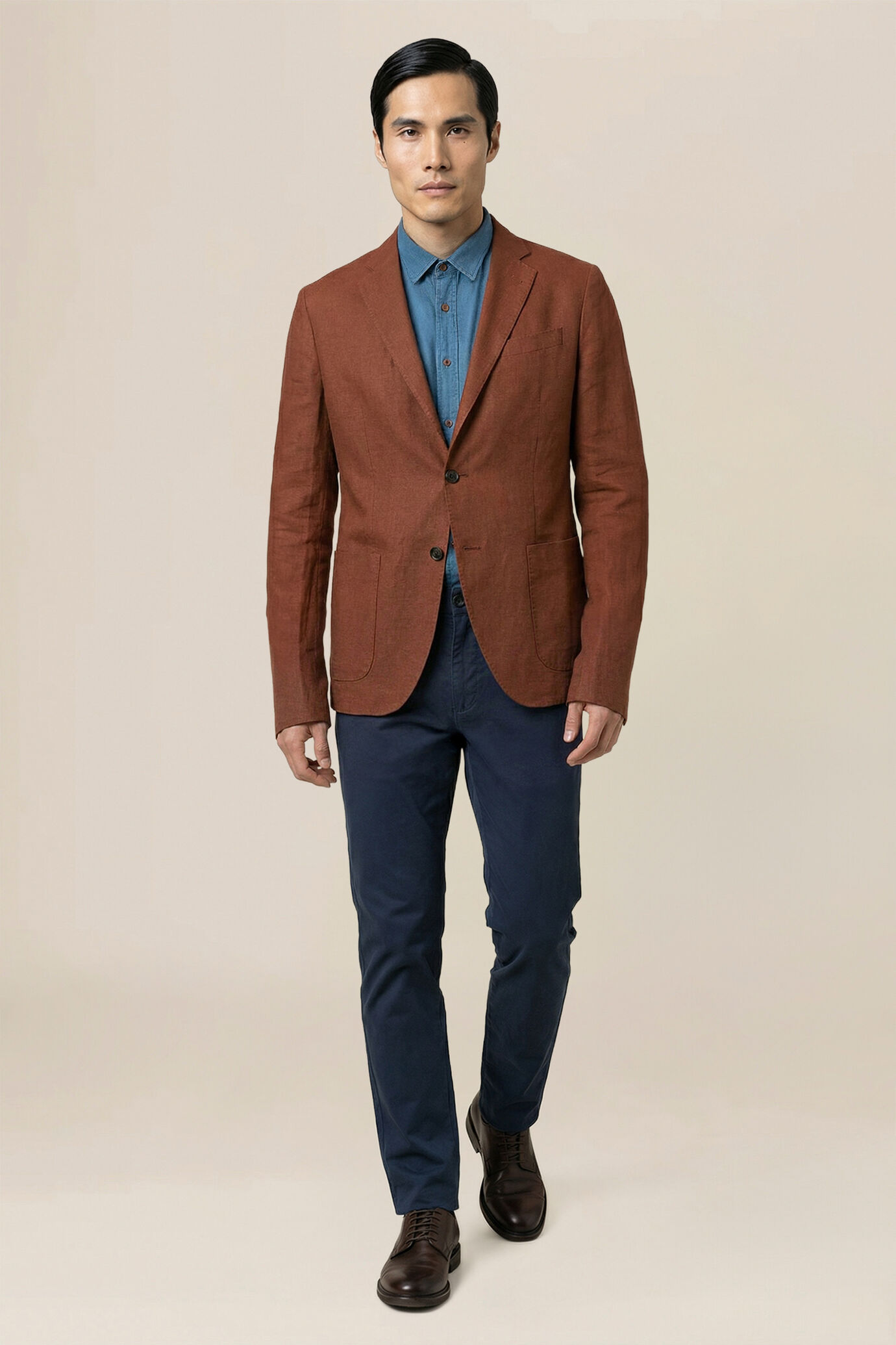 Giacca uomo sfoderata 100% lino regular fit image number 0