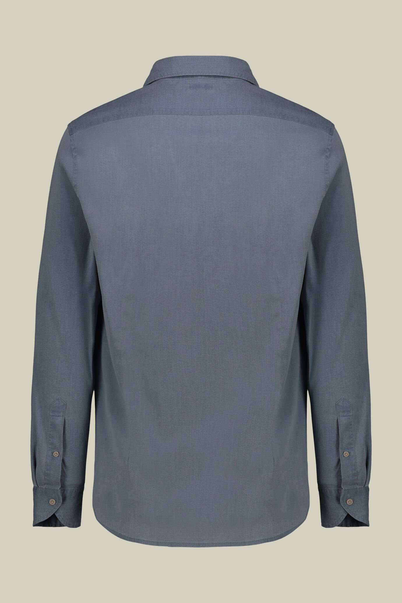 Men's casual shirt with French collar in slightly stretchy chambray fabric image number 5