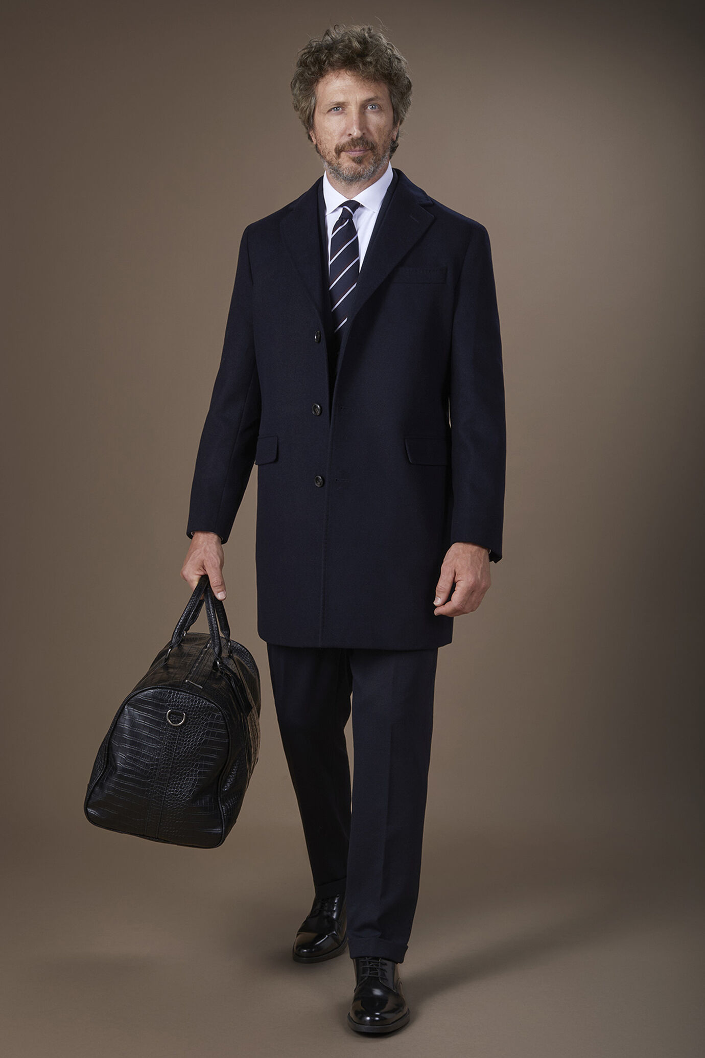 Manteau homme croisé simple en velours coupe regular fit image number 0