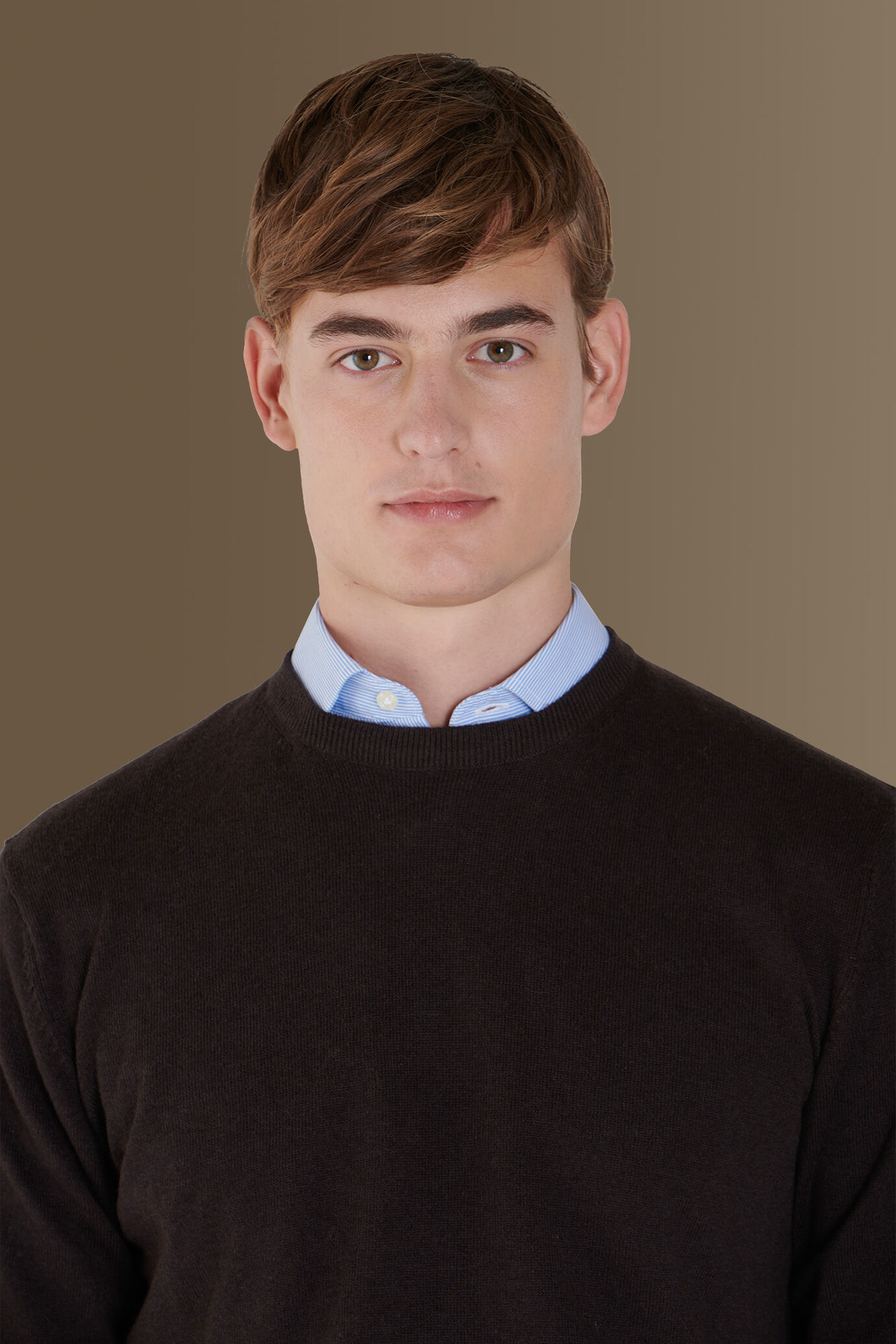 Round neck sweater in cotton- wool blend image number 1
