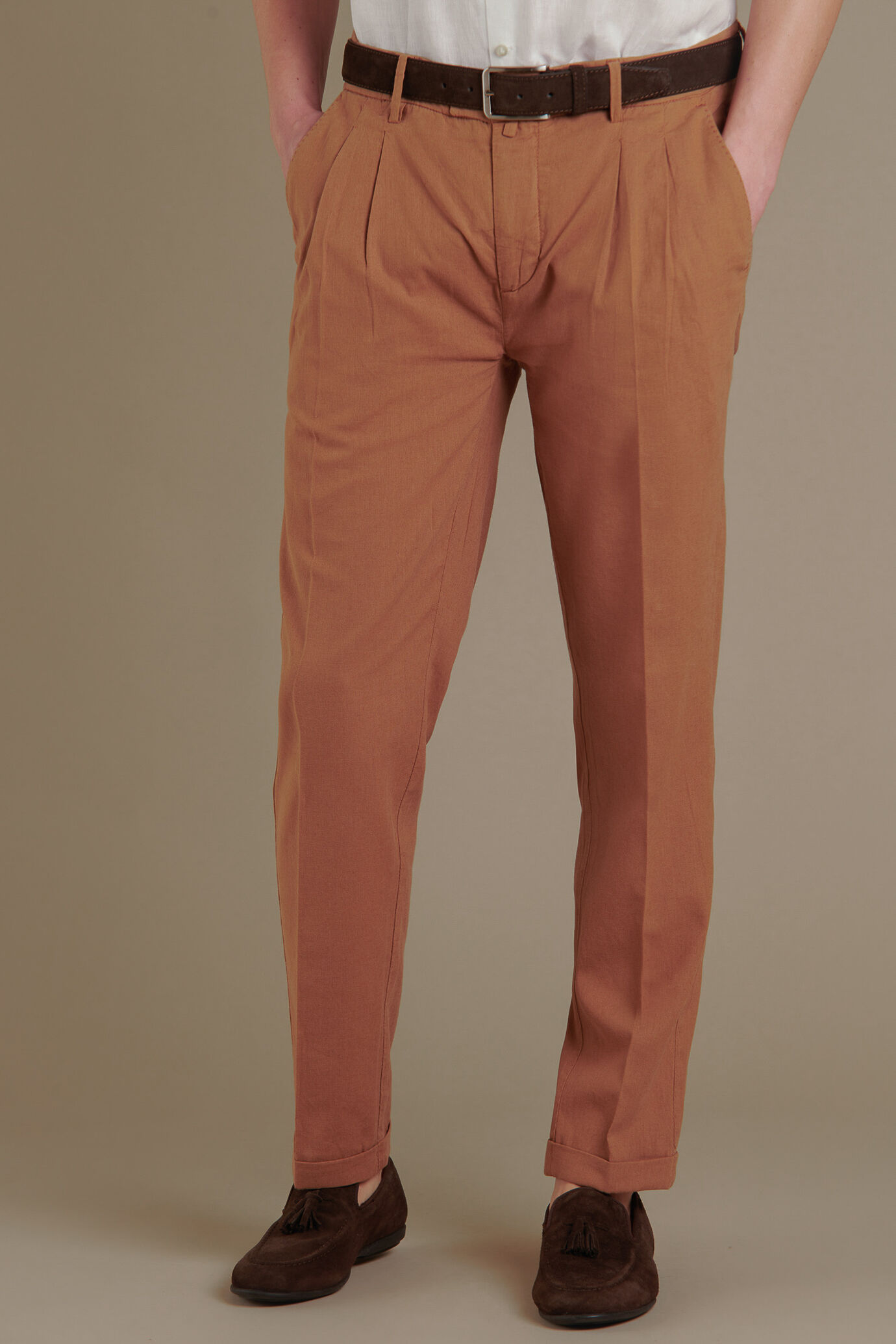 Chino trousers linen blend double pinces image number 1