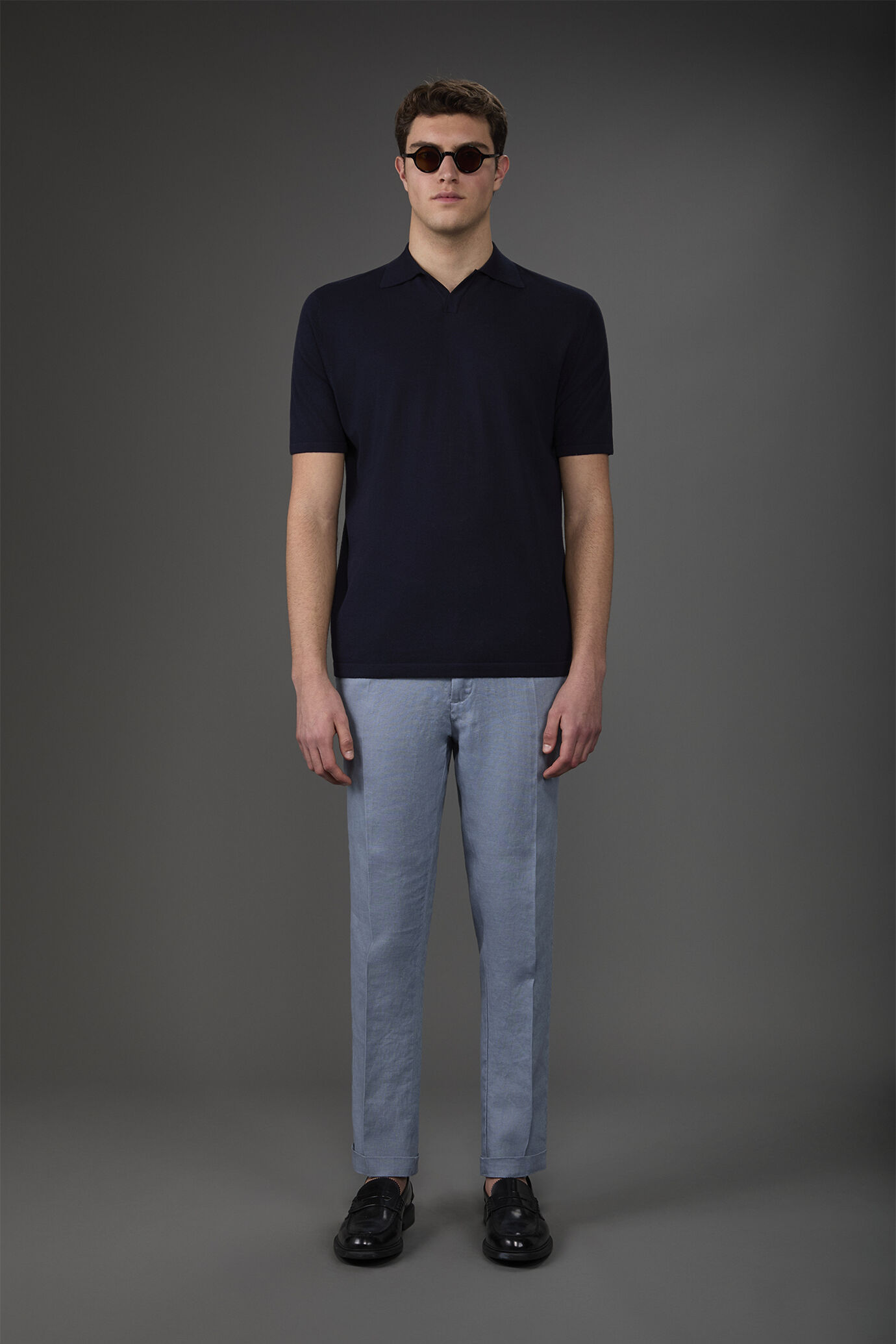 Herren-Poloshirt aus 100 % Baumwoll-Krepp mit kurzen Ärmeln und Derby-Kragen image number 0