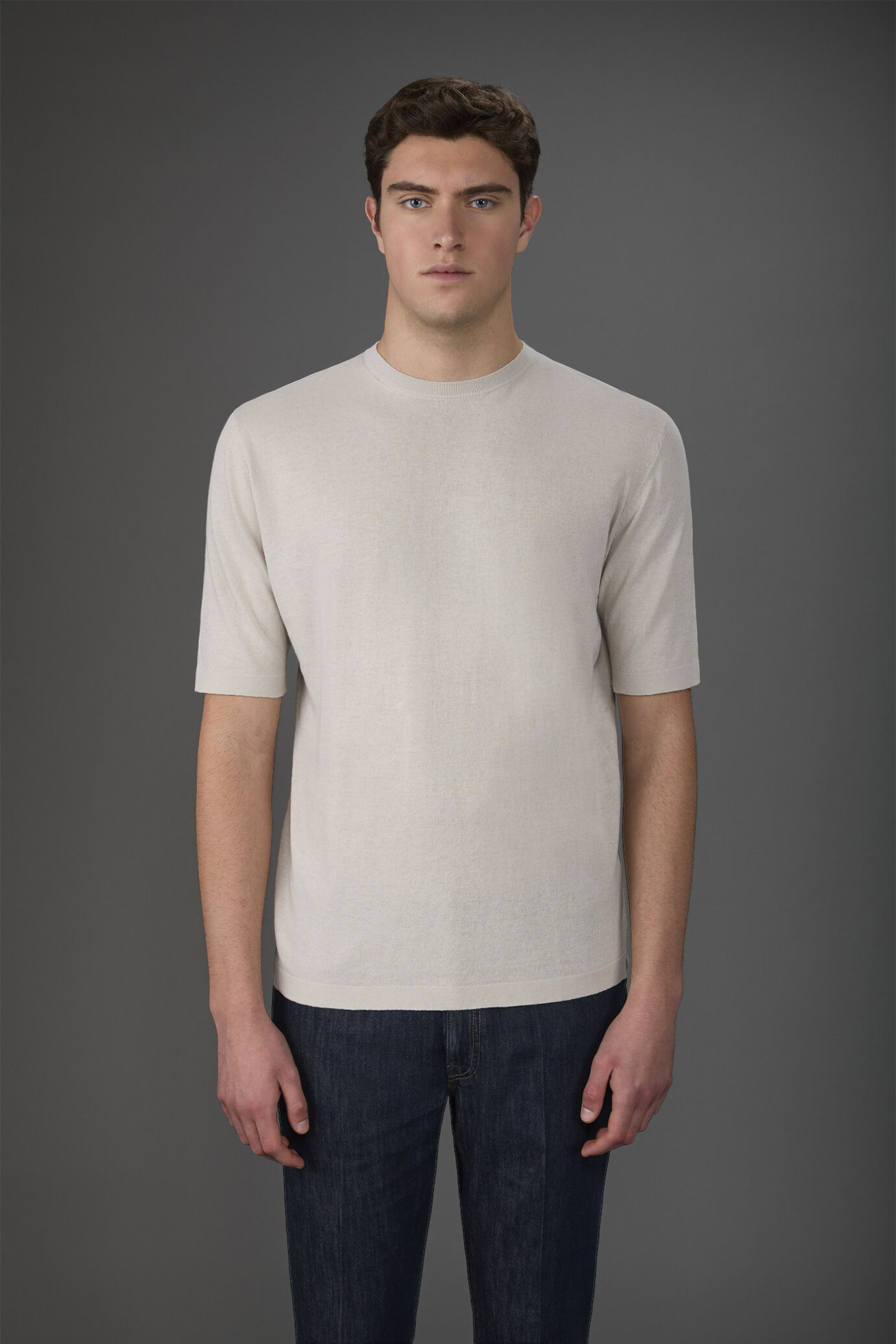 T-shirt uomo in maglia maniche corte 100% cotone crepe image number 1