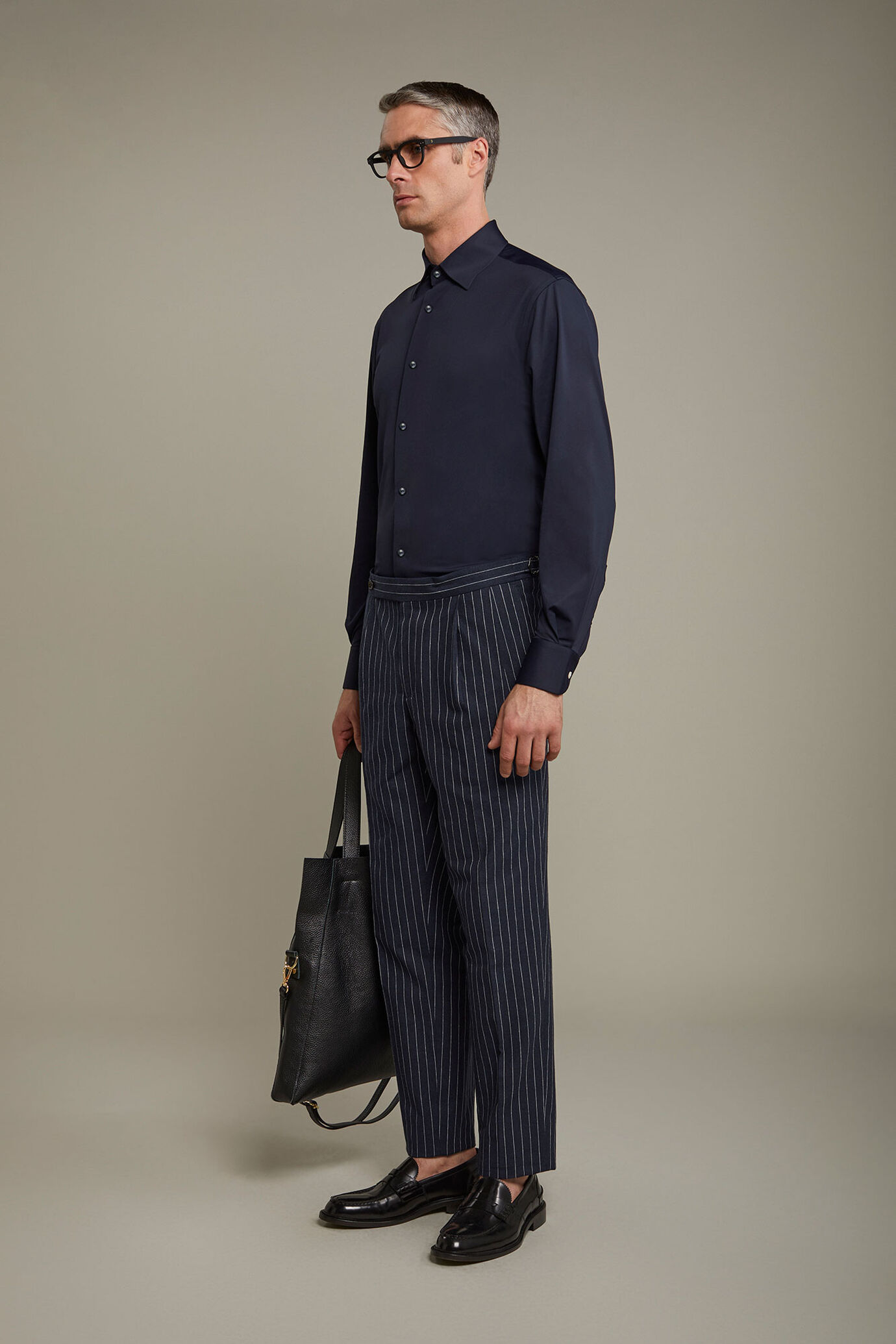 Polo camicia uomo a manica lunga con collo classico 100% cotone piquet regular fit image number 1