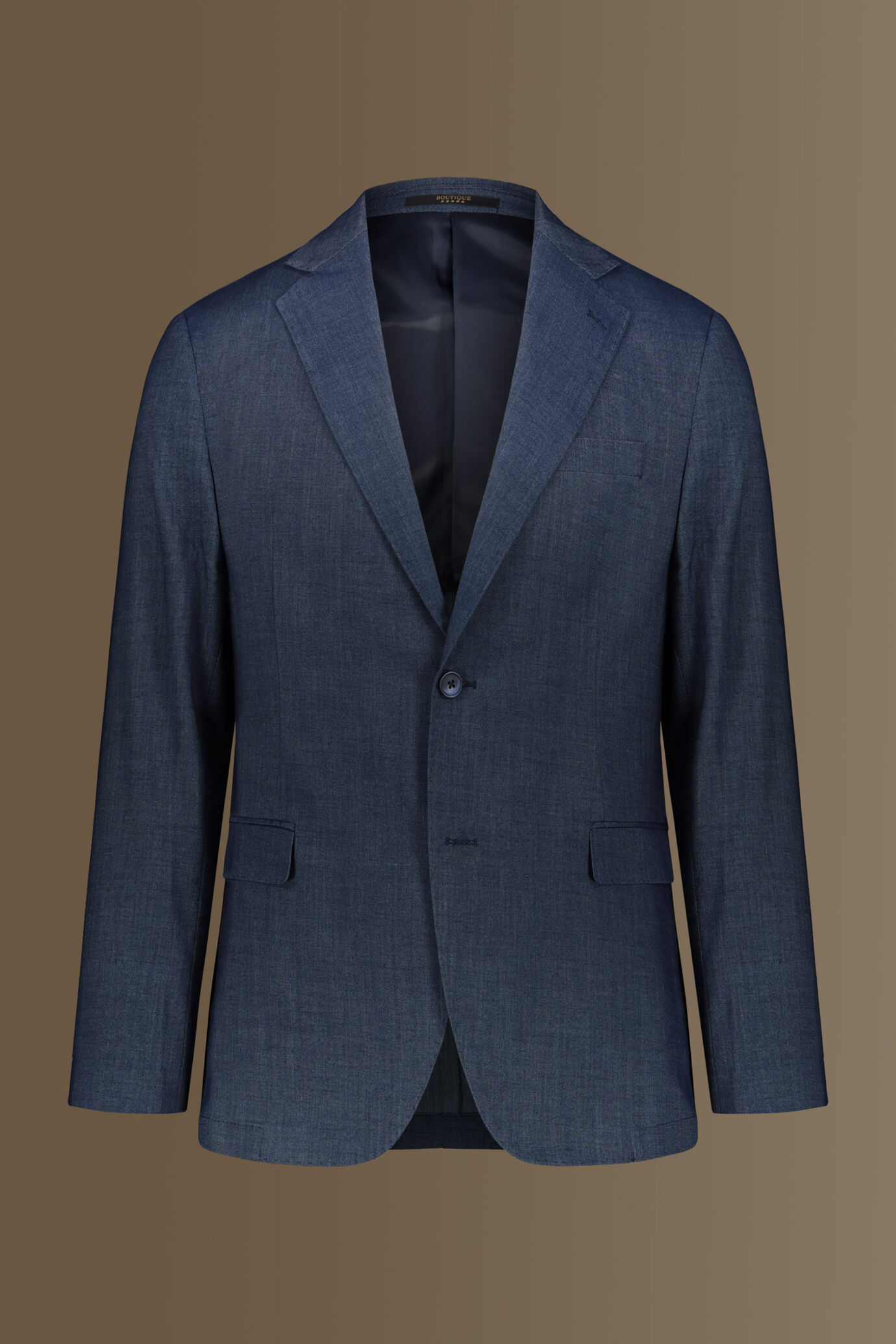 Single breasted suit flat trousers denim fabric effect image number 6