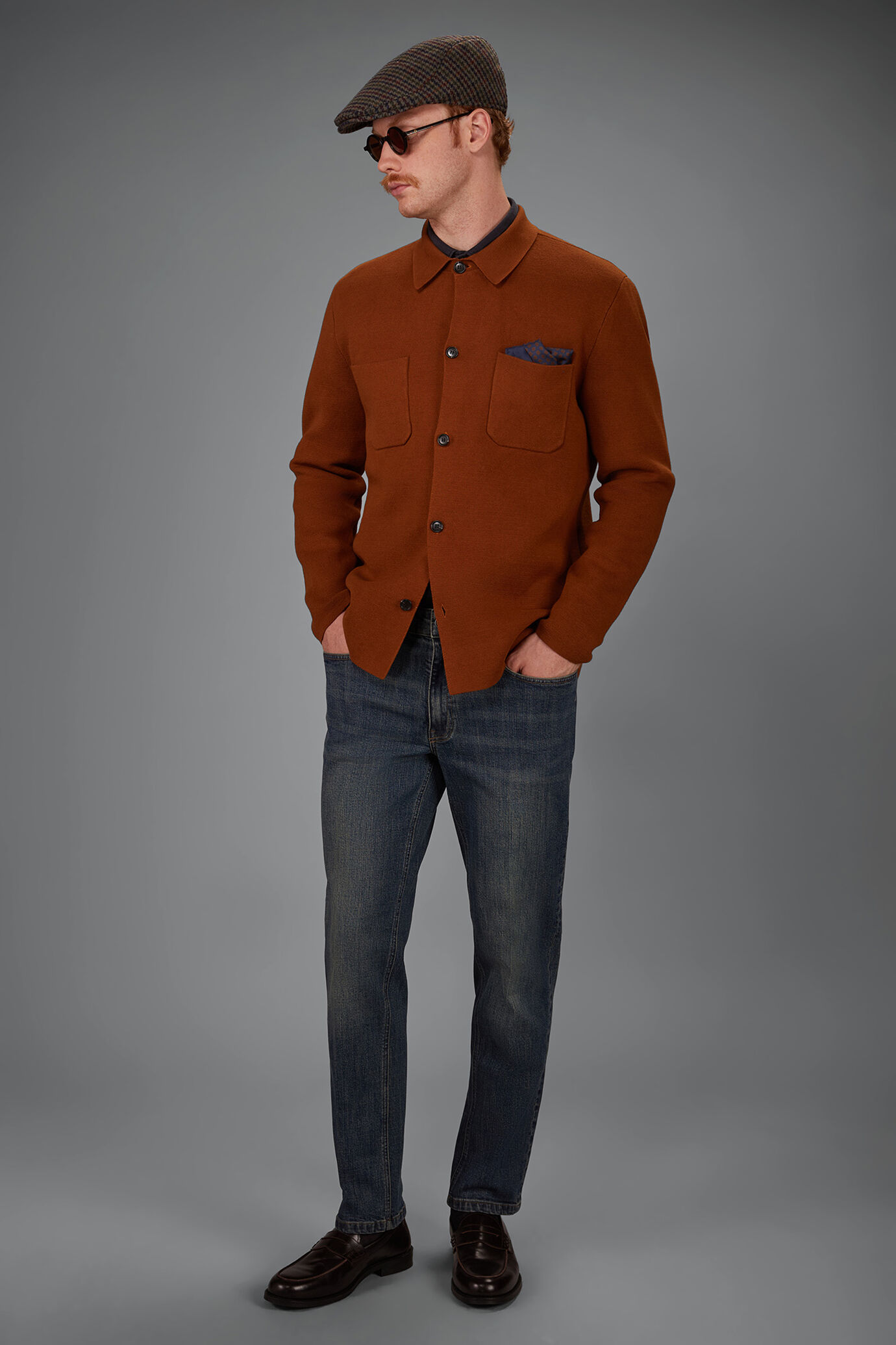 Giacca uomo in maglia Punto Milano con tasche a toppa regular fit image number 0