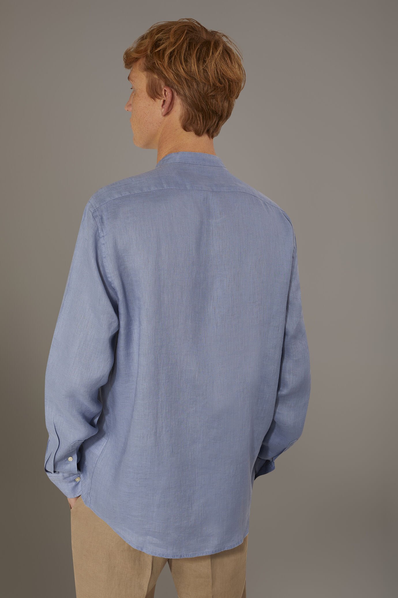 Camicia casual collo coreana comfort fit 100% lino image number 2