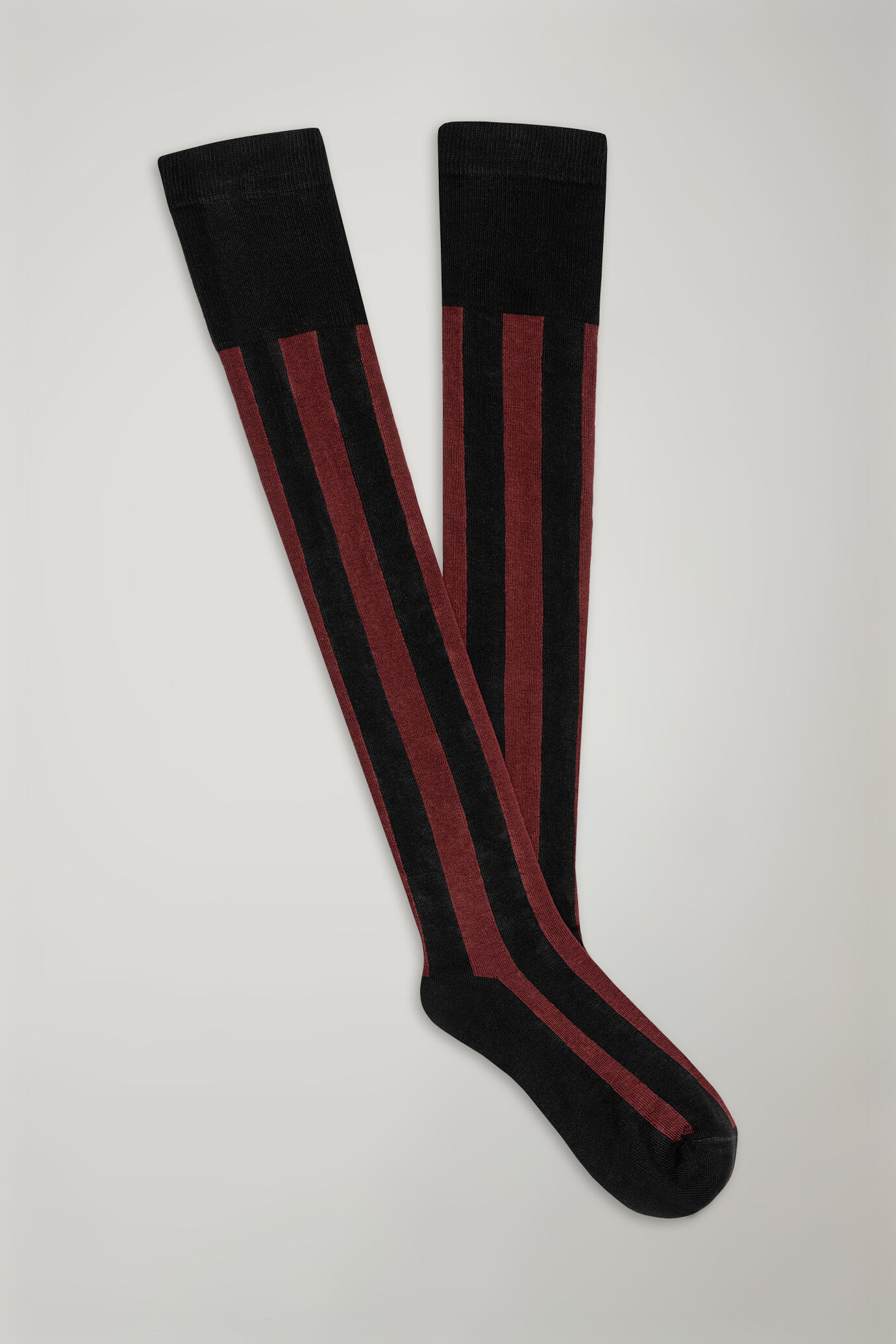 Women's cotton blendend parisian socks bicolour vertica stripped knitting made in italy