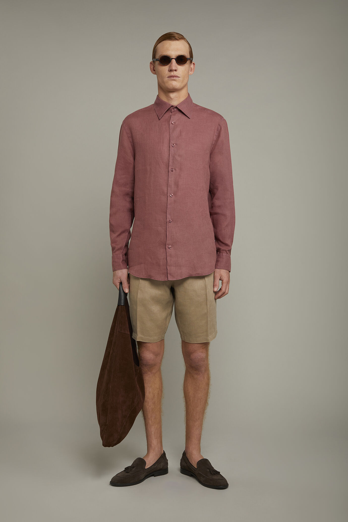 Men’s casual shirt classic collar 100% linen comfort fit image number 0