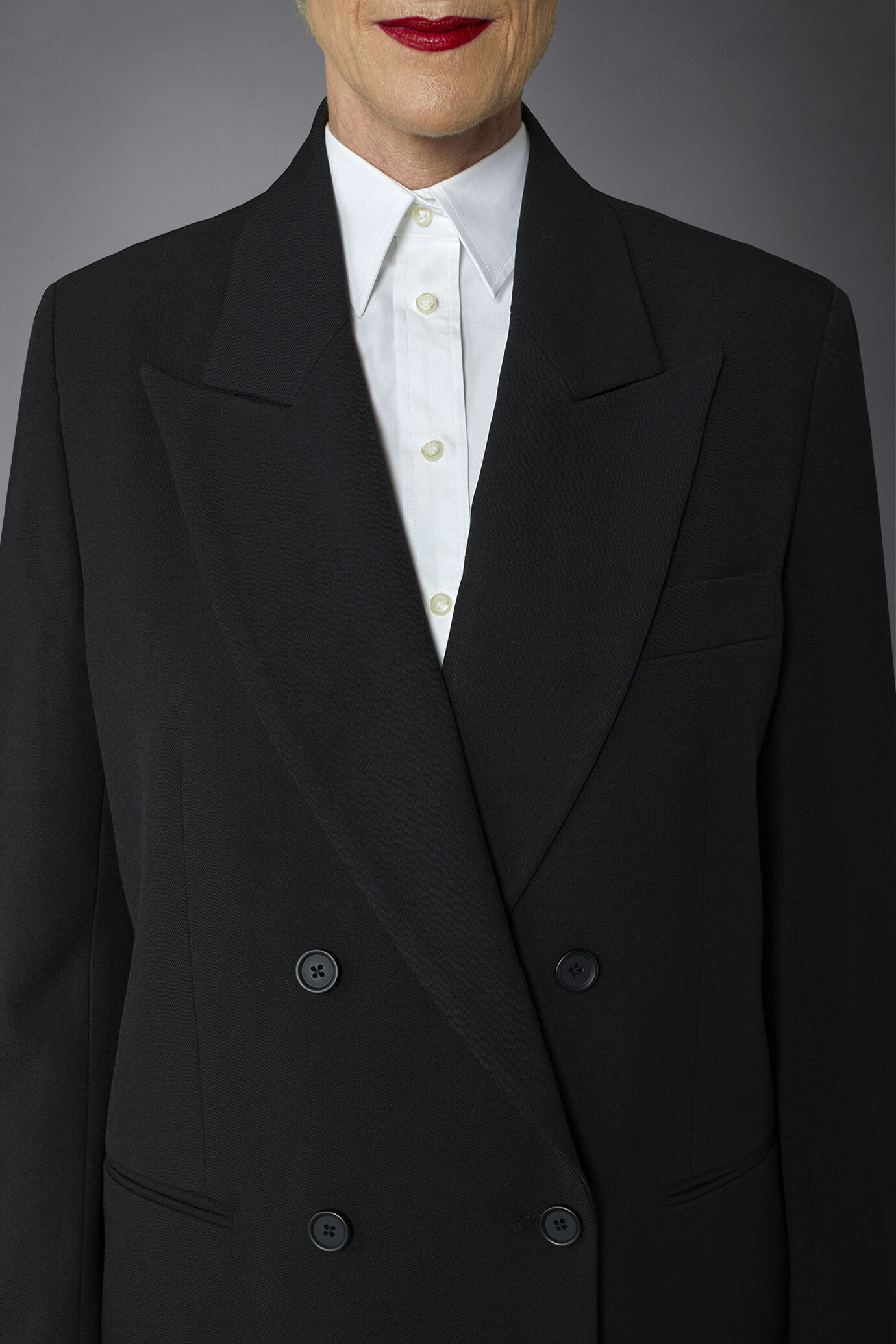 Veste à double boutonnage de couleur unie avec revers en pointe image number 3