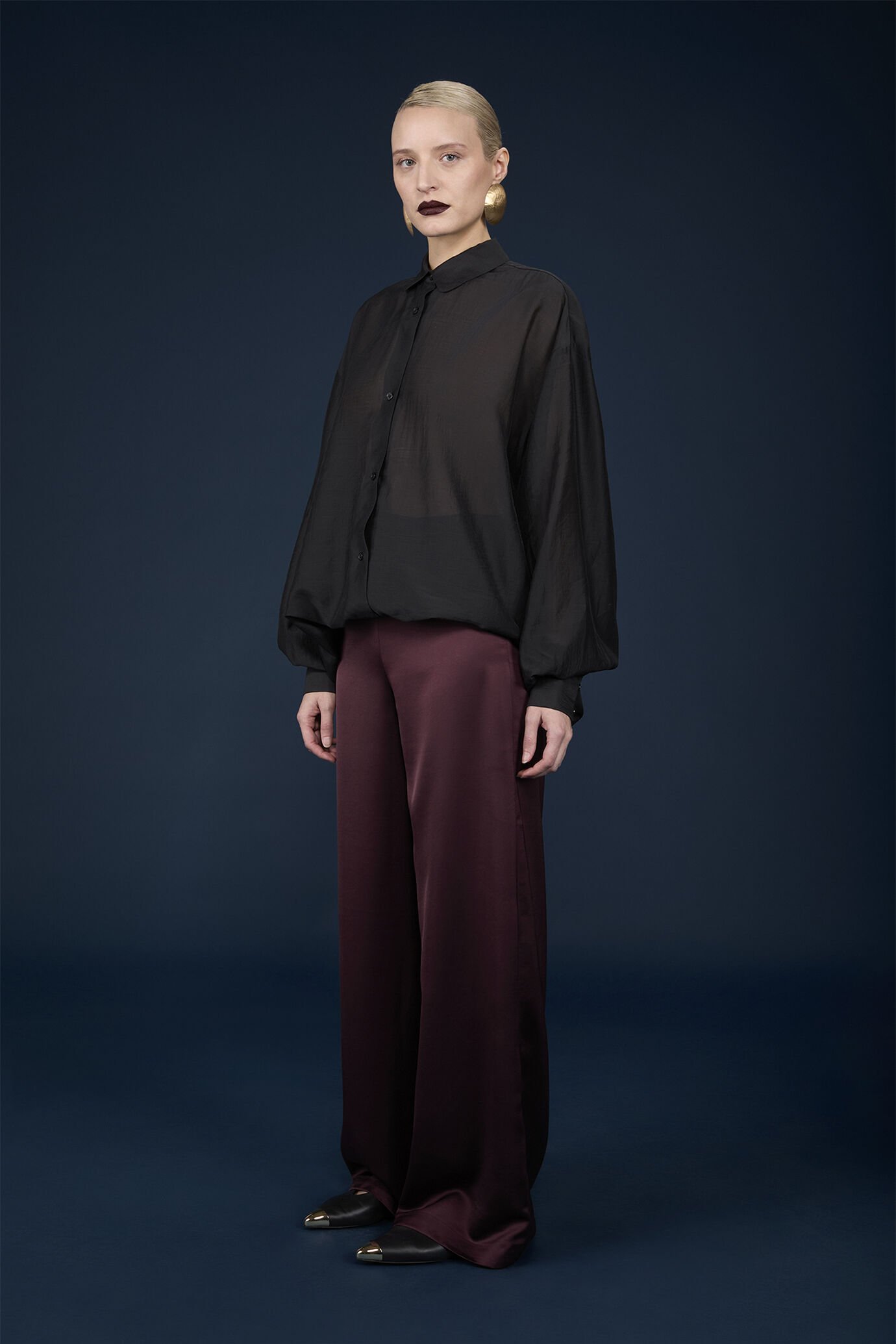 Women's palazzo trousers with zip on the side image number 1