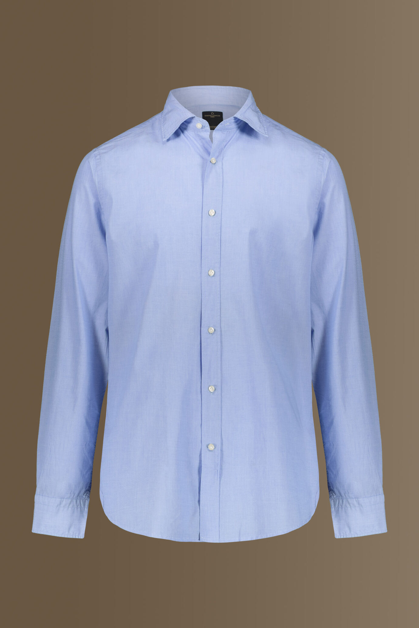 Camicia classica lavata 100% cotone sky collo francese fil-a-fil uomo image number 0