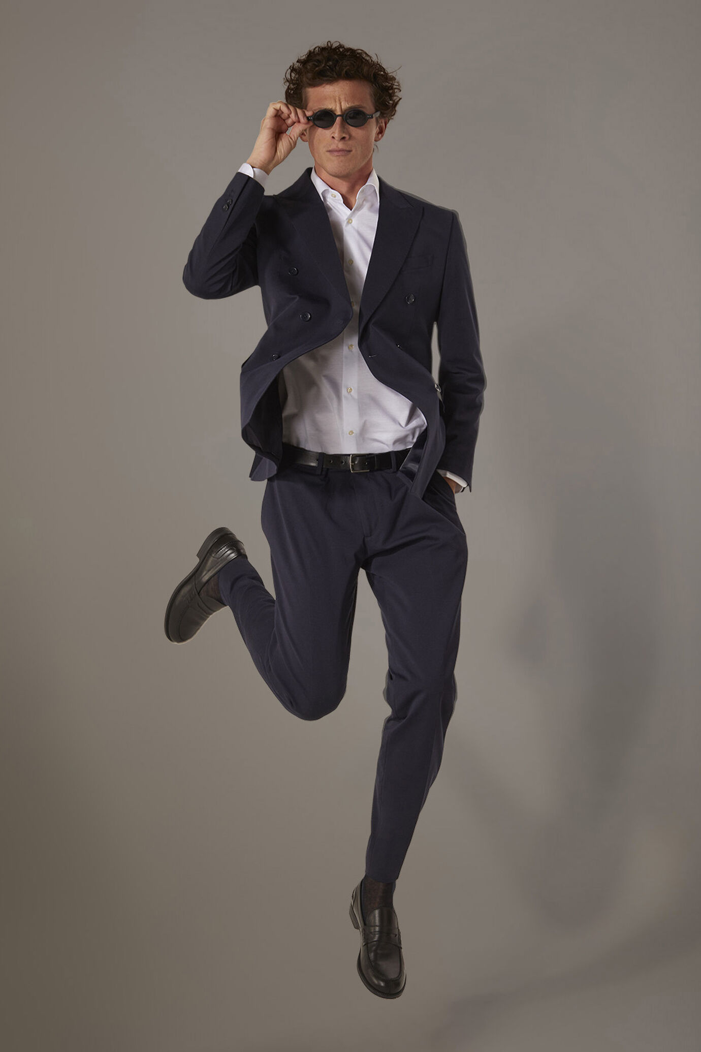 Pantalone senza pinces in jersey regular fit image number 0