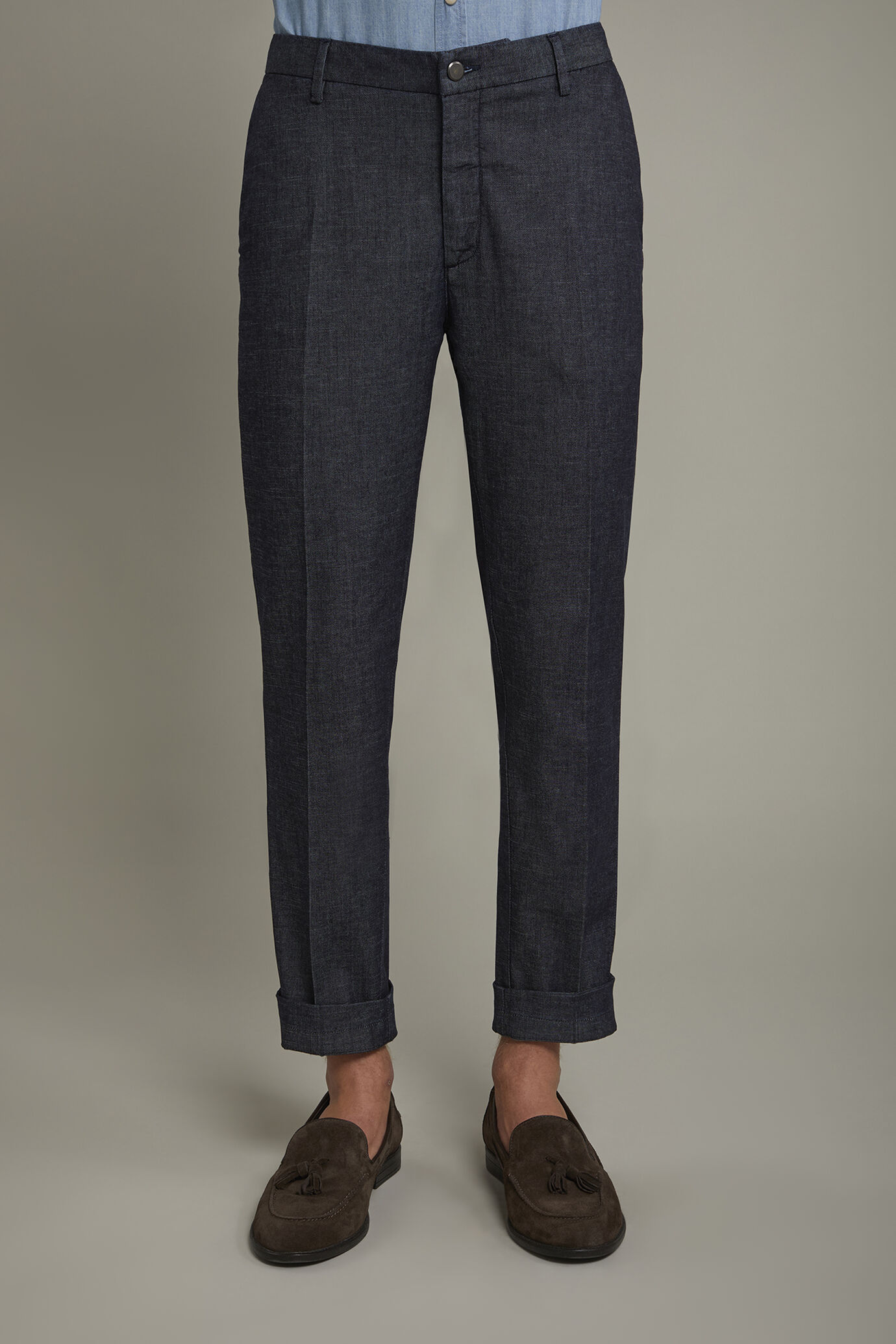 Pantalone classico uomo tessuto chambray regular fit image number 3