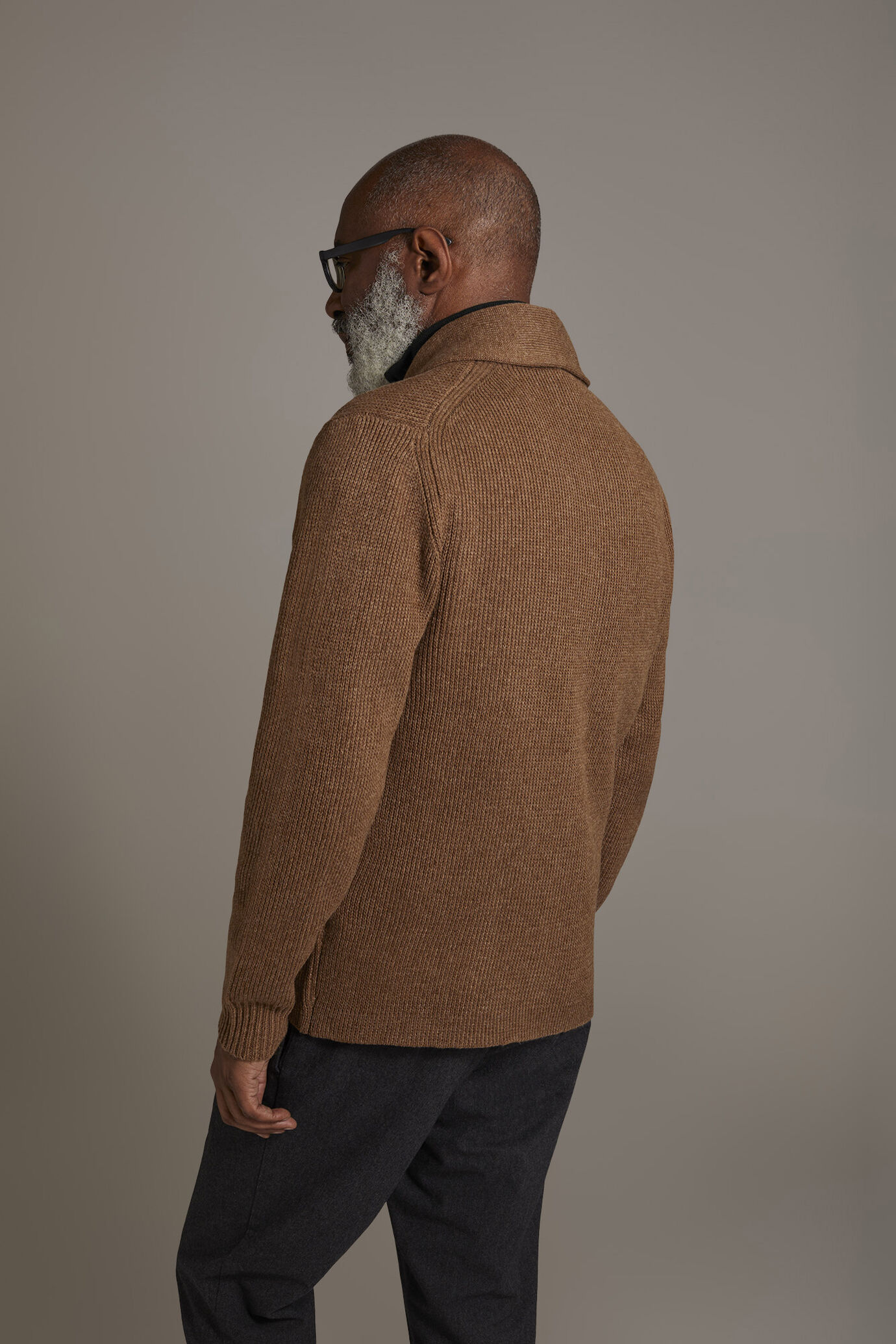 English rib knit wool blend cardigan image number 3