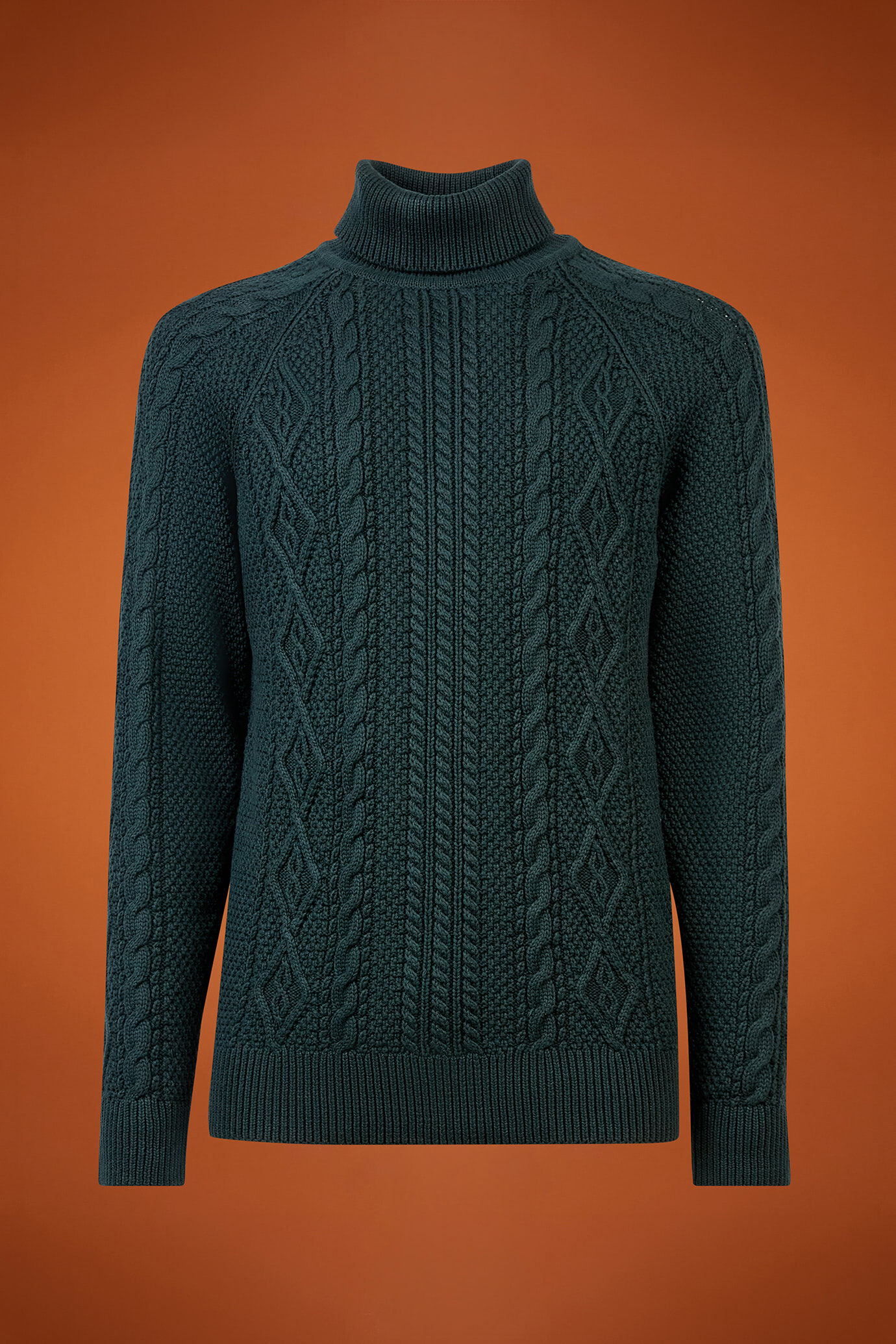 Herren-Pullover mit hohem Ausschnitt aus 100 % Baumwolle mit Zopfstrick in normaler Passform image number 5