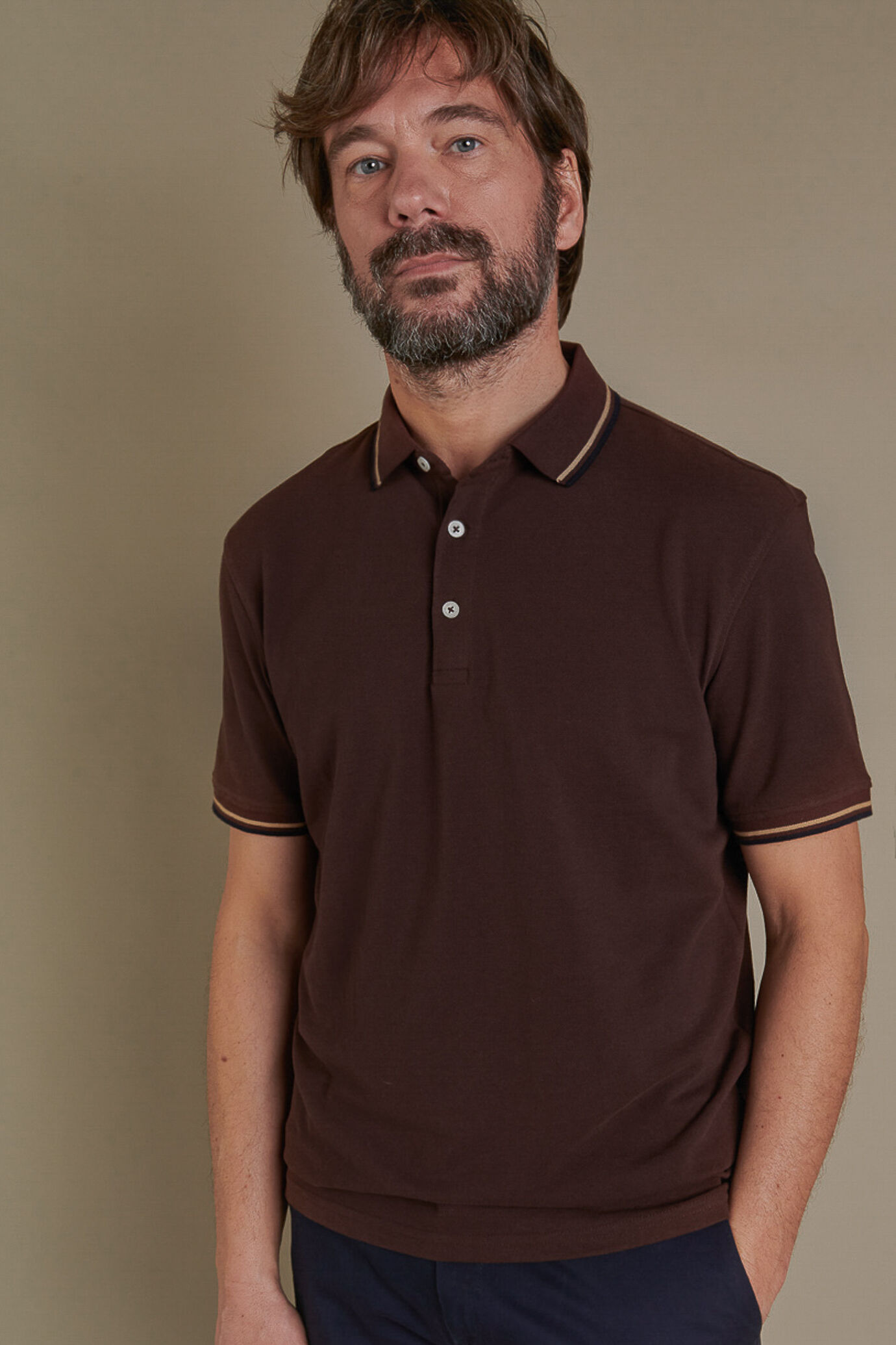 Polo manica corta in puro cotone piquet uomo image number 0