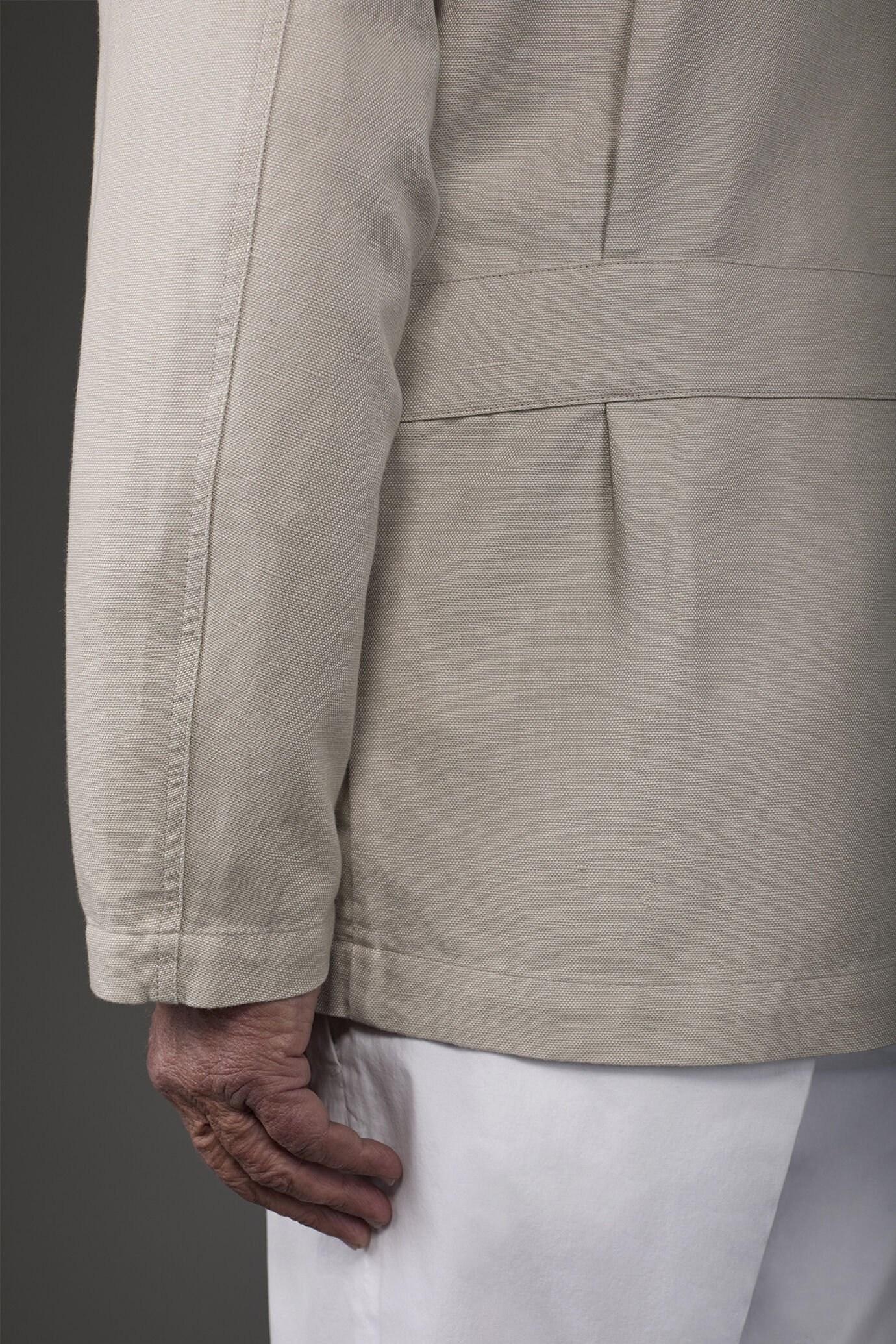 Shirt jacket with patch pockets, washed linen and cotton blend image number 3