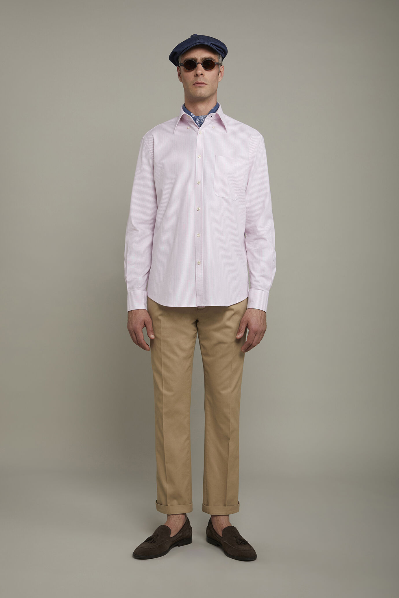Herrenhemd mit klassischem Button-Down-Kragen aus gestreiftem, extrem leichtem Oxford-Stoff in bequemer Passform image number 0
