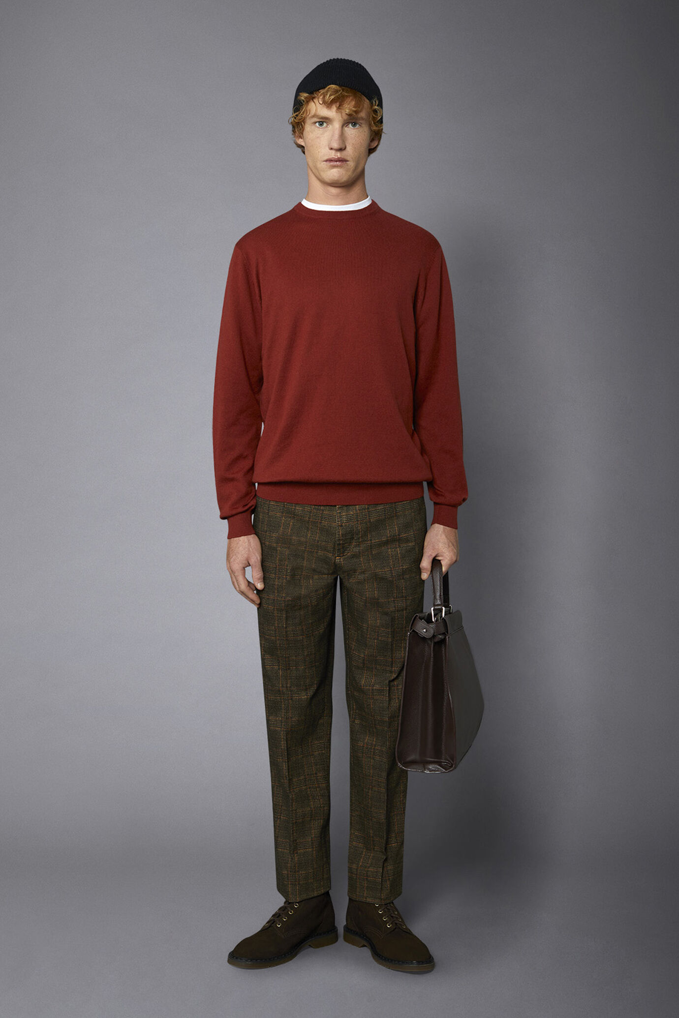 Men's roundneck wool and cotton sweater image number 0